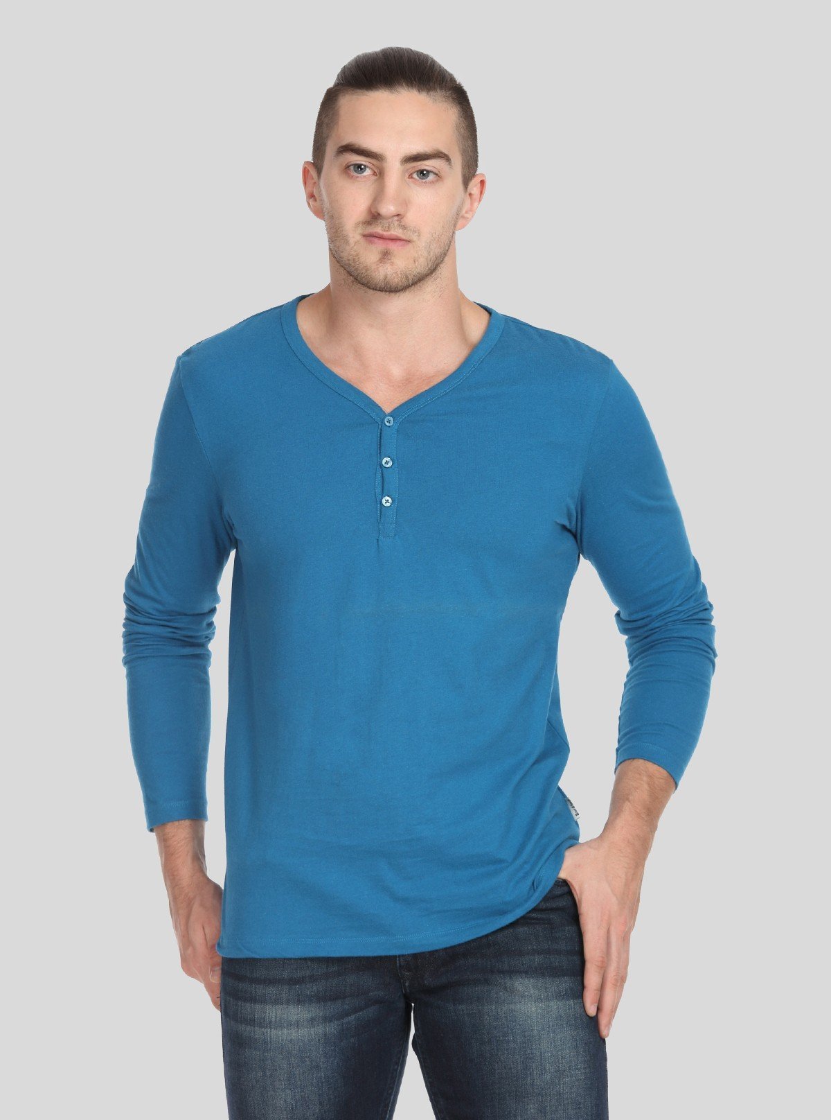 Men’s Blue Slim Fit Henley T-Shirt – Smart, Sleek & Comfortable - Boer and Fitch