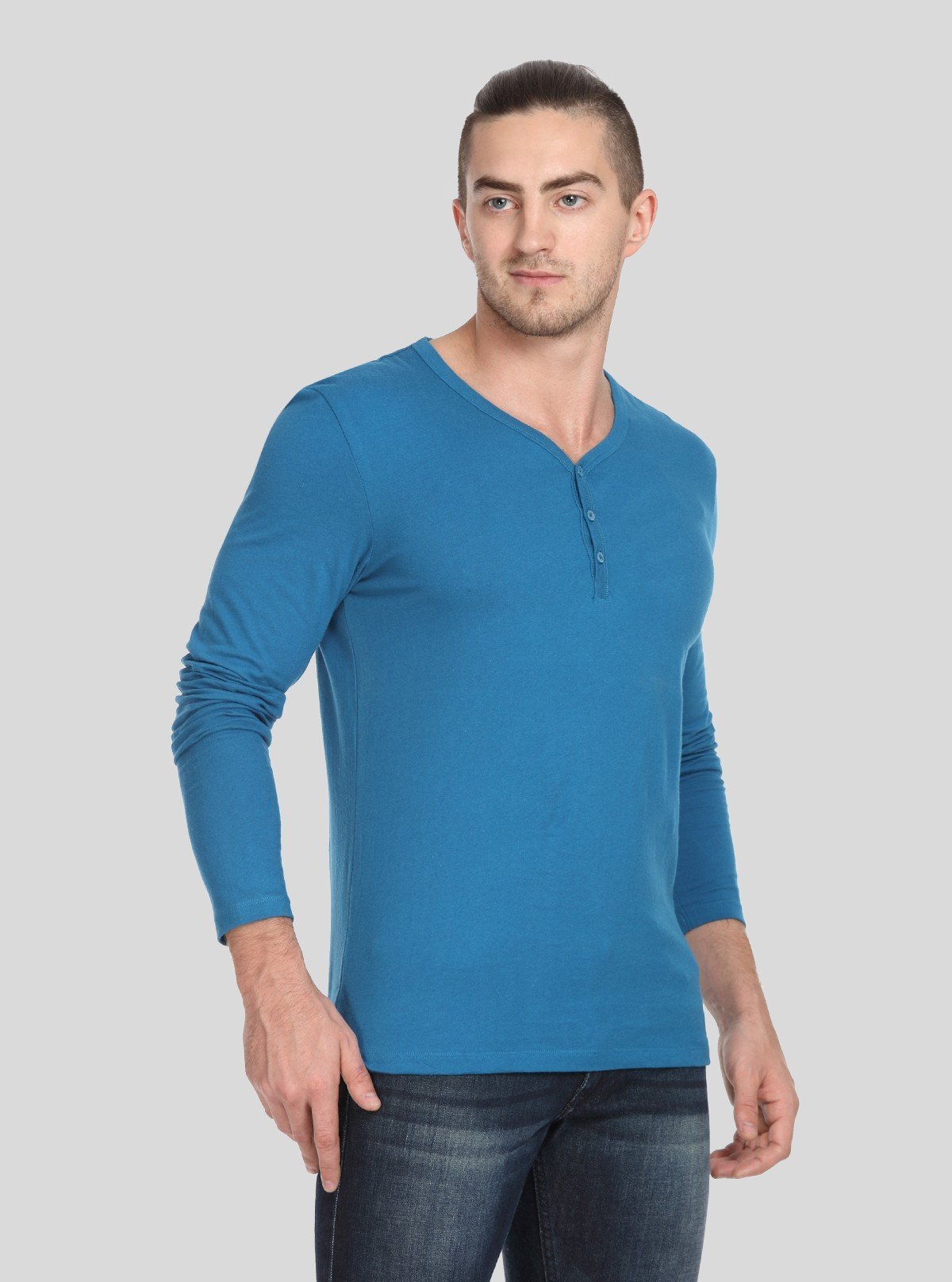 Men’s Blue Slim Fit Henley T-Shirt – Smart, Sleek & Comfortable - Boer and Fitch