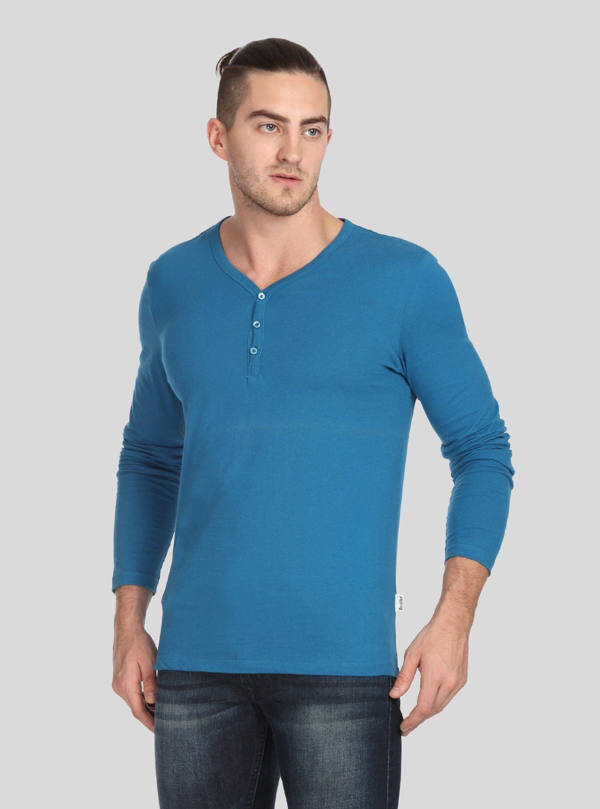 Men’s Blue Slim Fit Henley T-Shirt – Smart, Sleek & Comfortable - Boer and Fitch