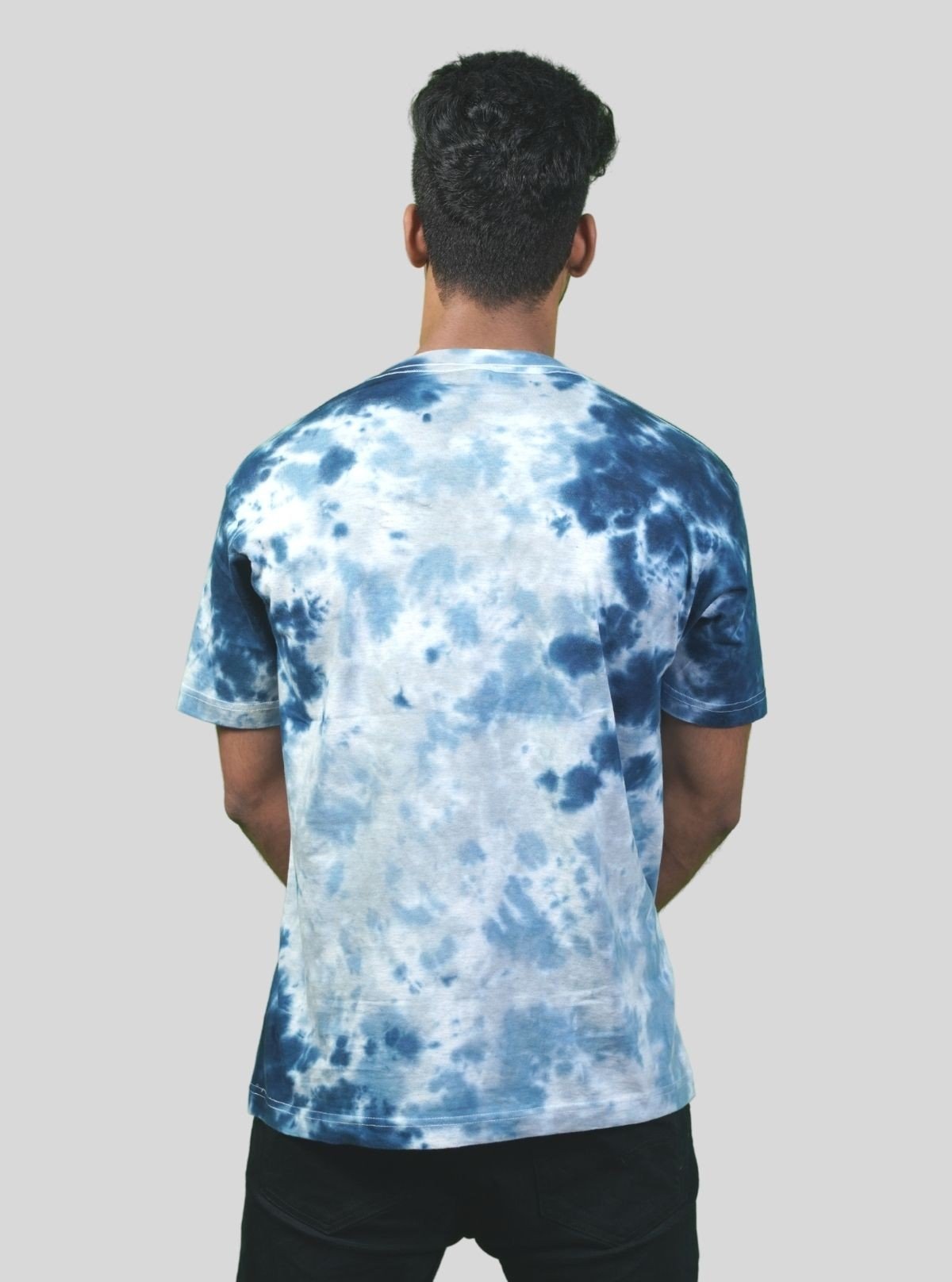 Men’s Blue Tie and Dye T-Shirt – Handcrafted Cotton Crew Neck Tee - Boer and Fitch