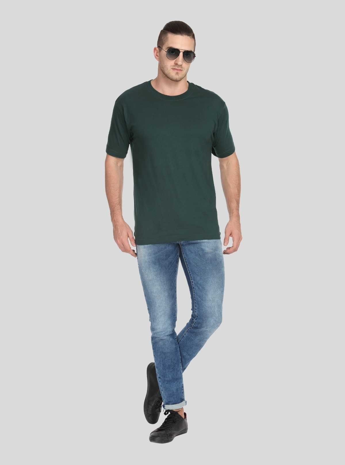 Men’s Bottle Green Printed T-Shirt – Bold, Stylish & Comfortable - Boer and Fitch