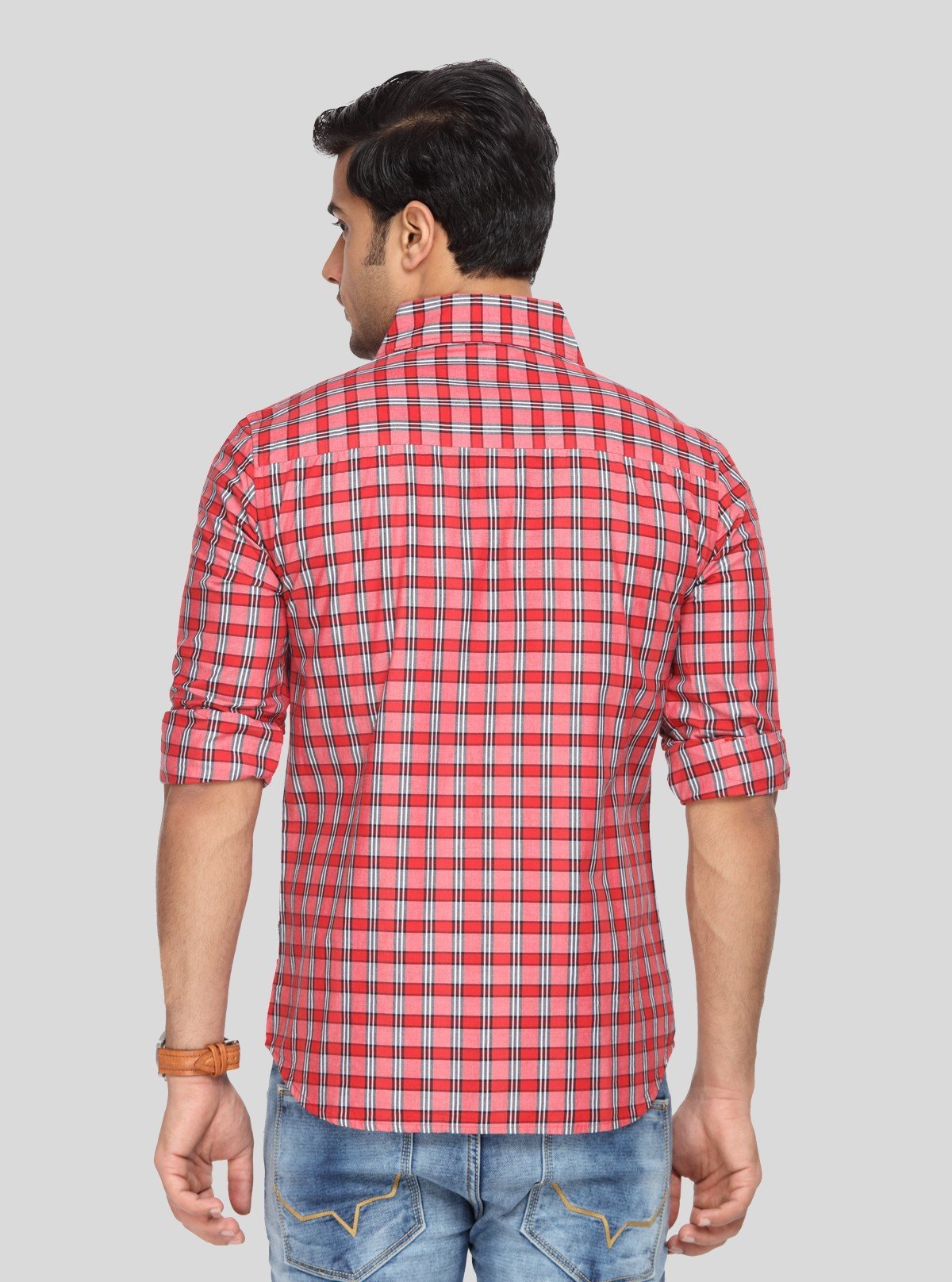 Men’s Bright Red Checked Full Sleeve Shirt – Bold Style with Lasting Comfort - Boer and Fitch