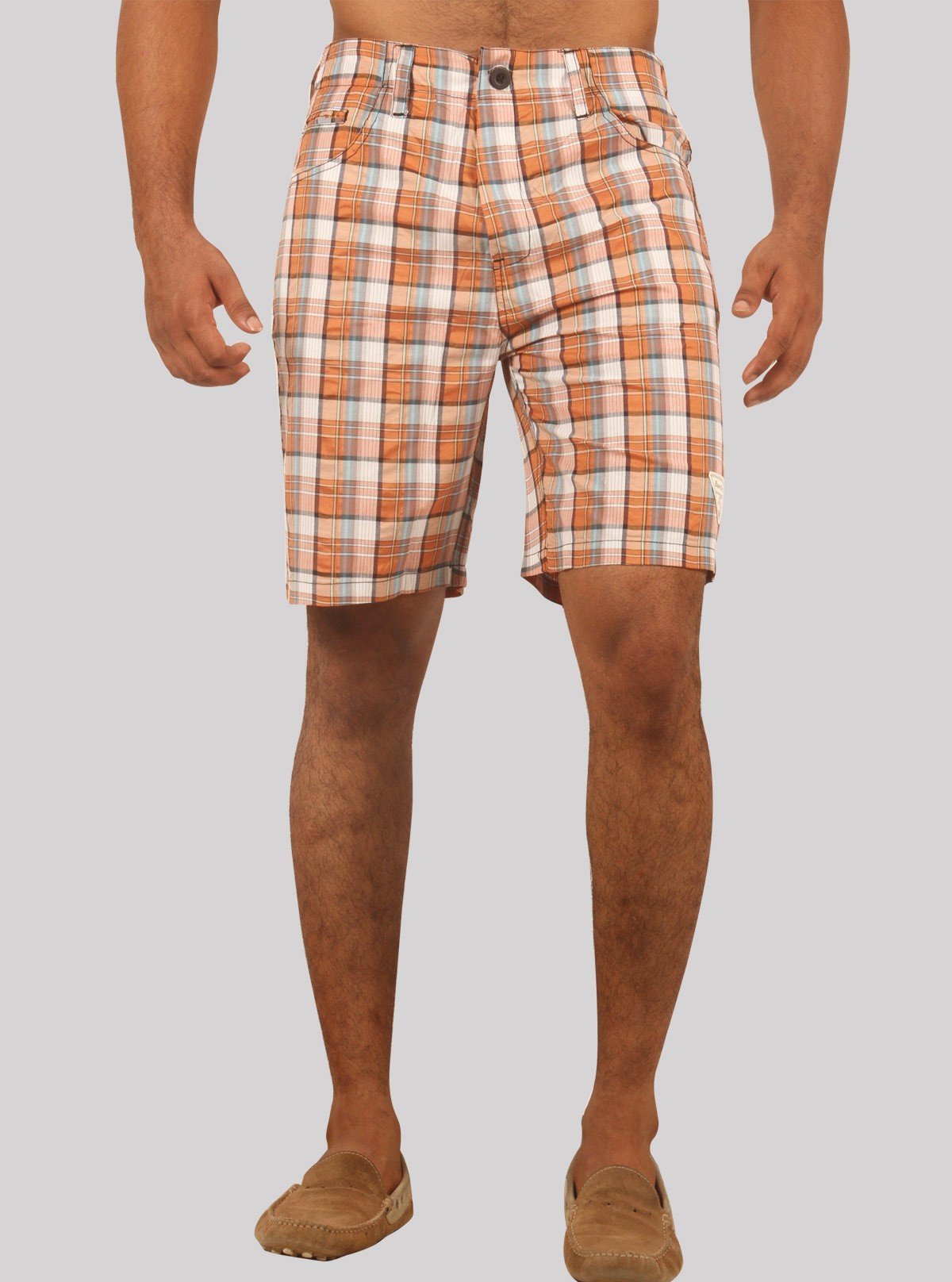 Men’s Brown Broad Check Cotton Shorts – Casual Comfort by Boer and Fitch - Boer and Fitch