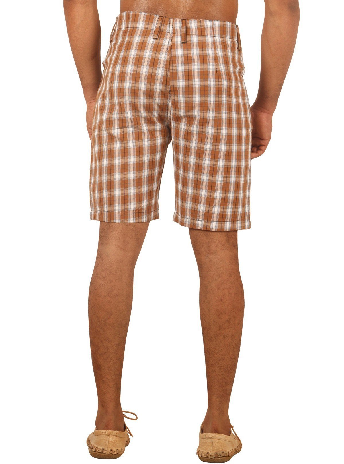 Men’s Brown Checked Cotton Shorts – Stylish Casual Wear by Boer and Fitch - Boer and Fitch