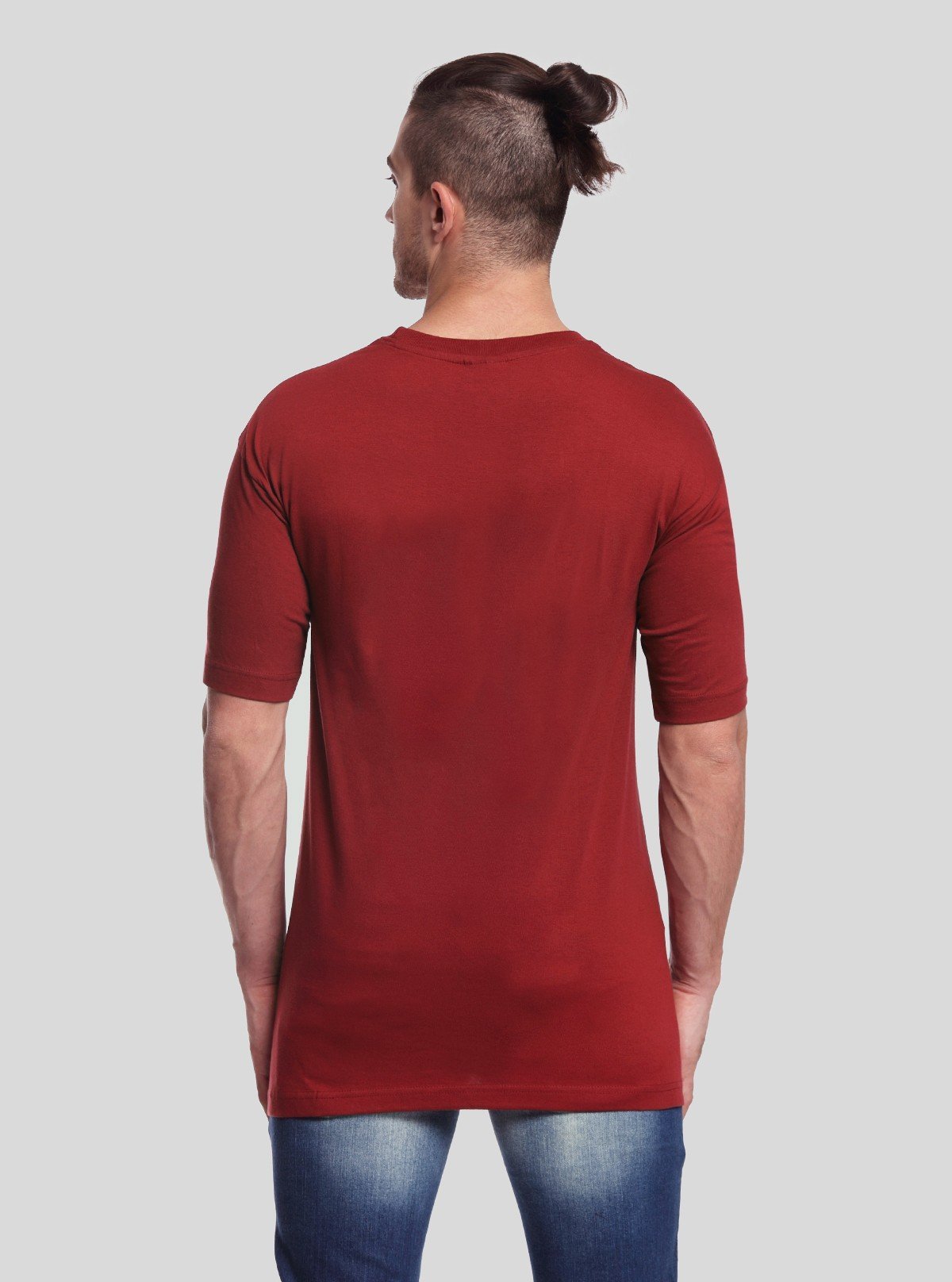 Men's Burgundy Basic Crew Neck T-Shirt – Everyday Style with Bold Color - Boer and Fitch