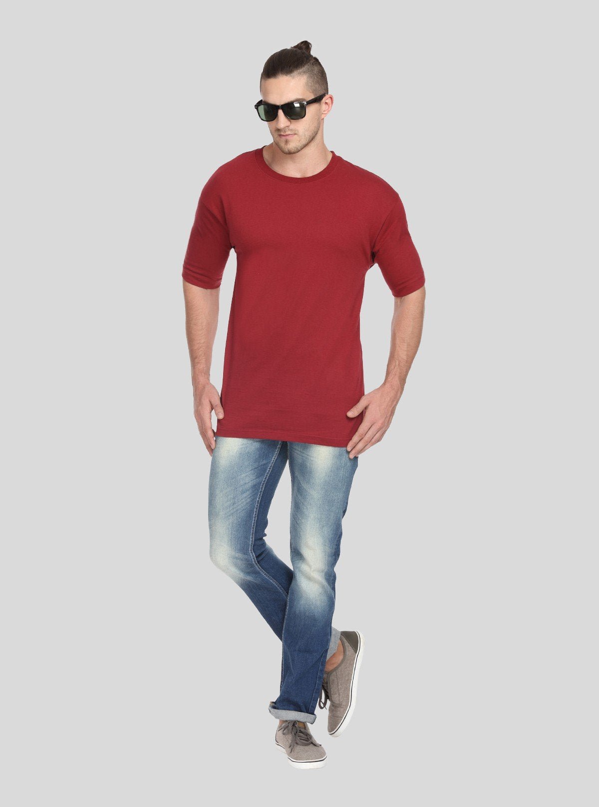 Men's Burgundy Basic Crew Neck T-Shirt – Everyday Style with Bold Color - Boer and Fitch