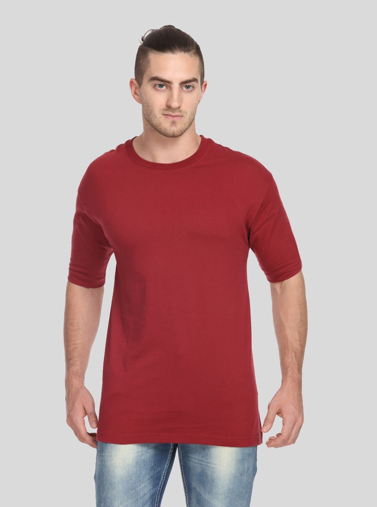 Men's Burgundy Basic Crew Neck T-Shirt – Everyday Style with Bold Color - Boer and Fitch