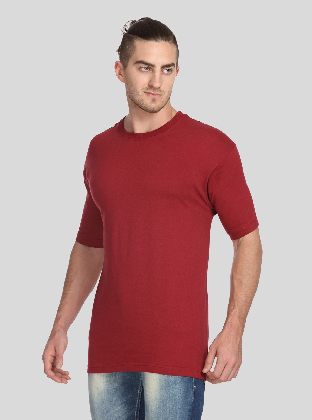 Men's Burgundy Basic Crew Neck T-Shirt – Everyday Style with Bold Color - Boer and Fitch