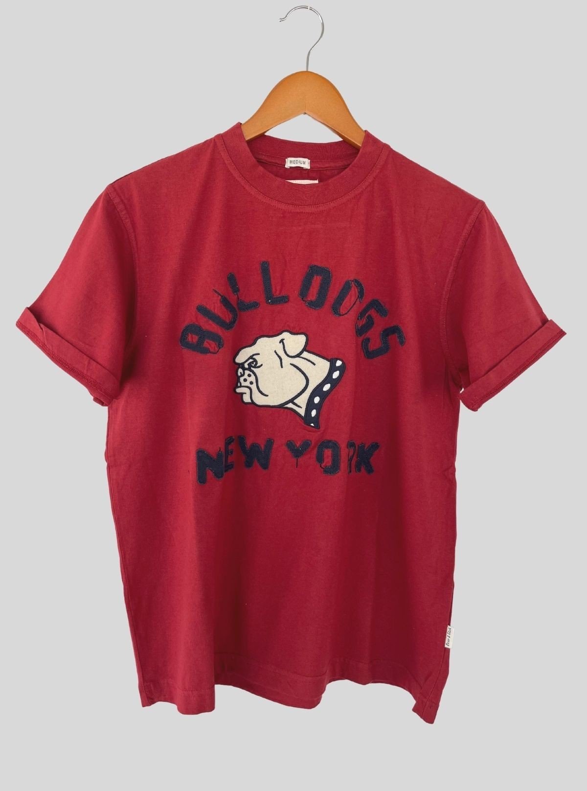 Men’s Burgundy Bulldog Embroidery Crew Neck T-Shirt | 100% Cotton Short Sleeve by Boer and Fitch - Boer and Fitch