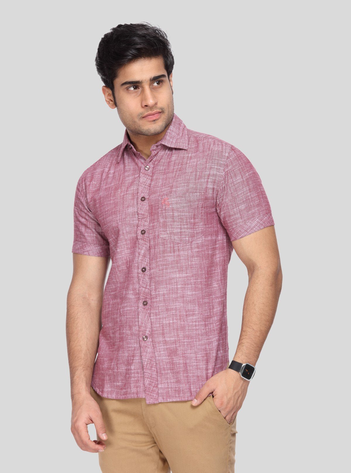Men's Burgundy Linen Blended Shirt – Rich, Refined & Breathable Everyday Wear - Boer and Fitch