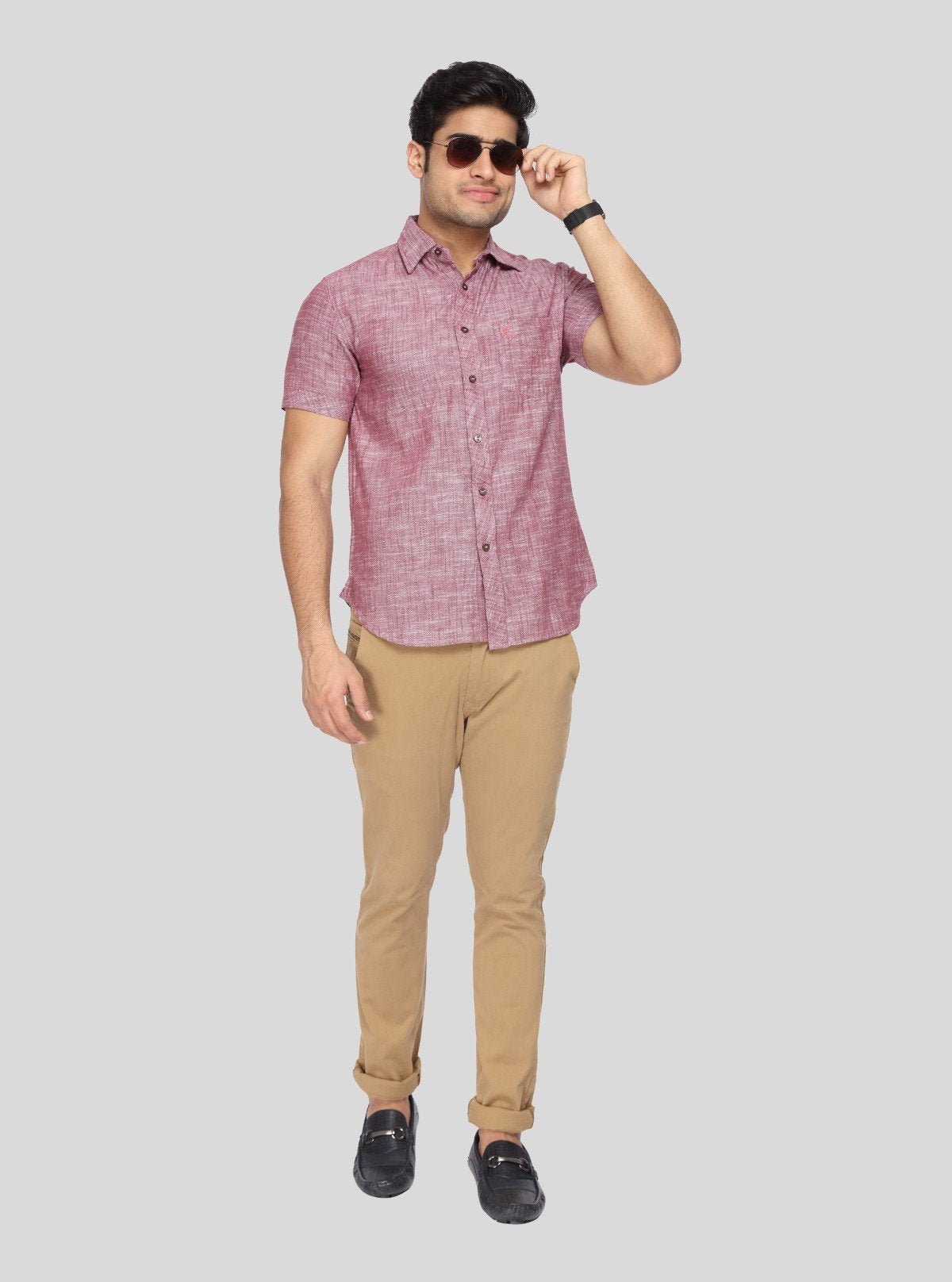 Men's Burgundy Linen Blended Shirt – Rich, Refined & Breathable Everyday Wear - Boer and Fitch