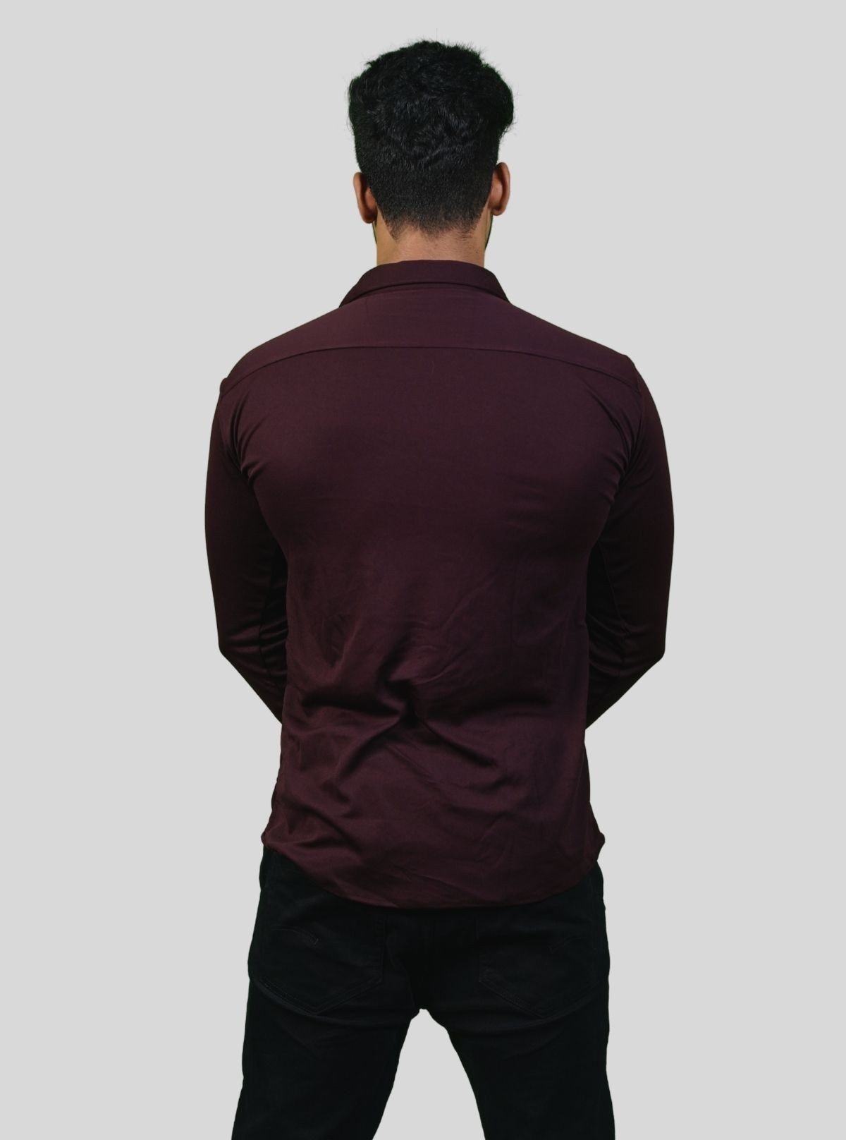 Men's Burgundy Long Sleeve Poly Shirt – Bold & Classy Look by Boer and Fitch - Boer and Fitch