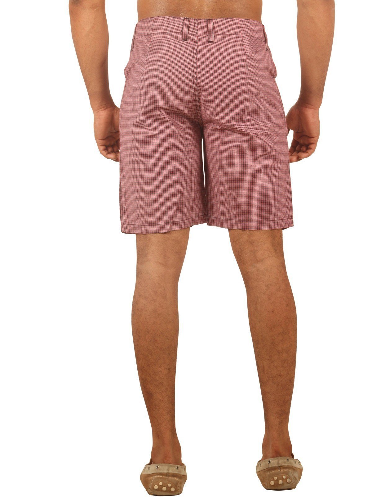 Men’s Burgundy Micro Check Cotton Shorts – Casual Style by Boer and Fitch - Boer and Fitch