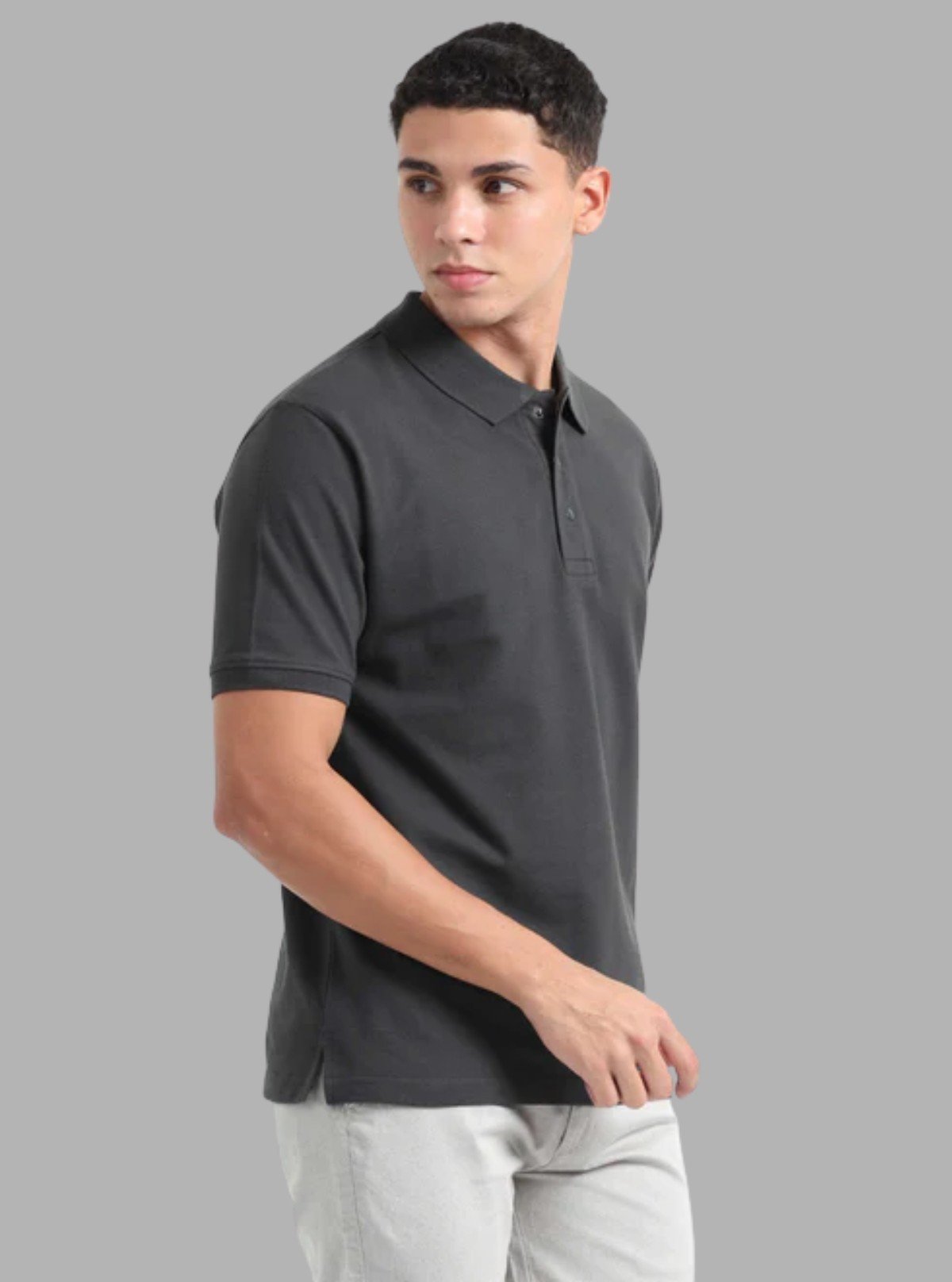 Men’s Carbon Grey Polo T-Shirt with Collar & Cuff | 100% Cotton Piqué by Boer and Fitch - Boer and Fitch