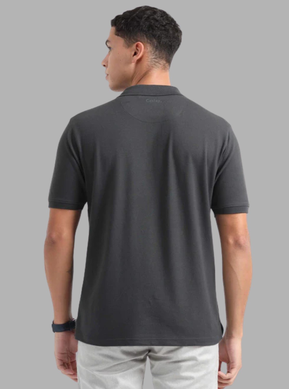 Men’s Carbon Grey Polo T-Shirt with Collar & Cuff | 100% Cotton Piqué by Boer and Fitch - Boer and Fitch