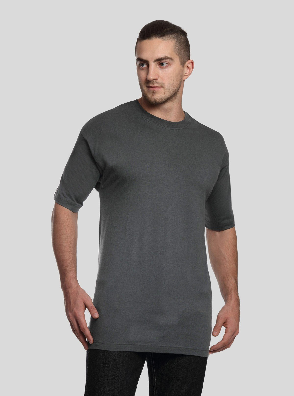 Men's Charcoal Melange Basic Crew Neck T-Shirt – Refined Style & Soft Comfort - Boer and Fitch