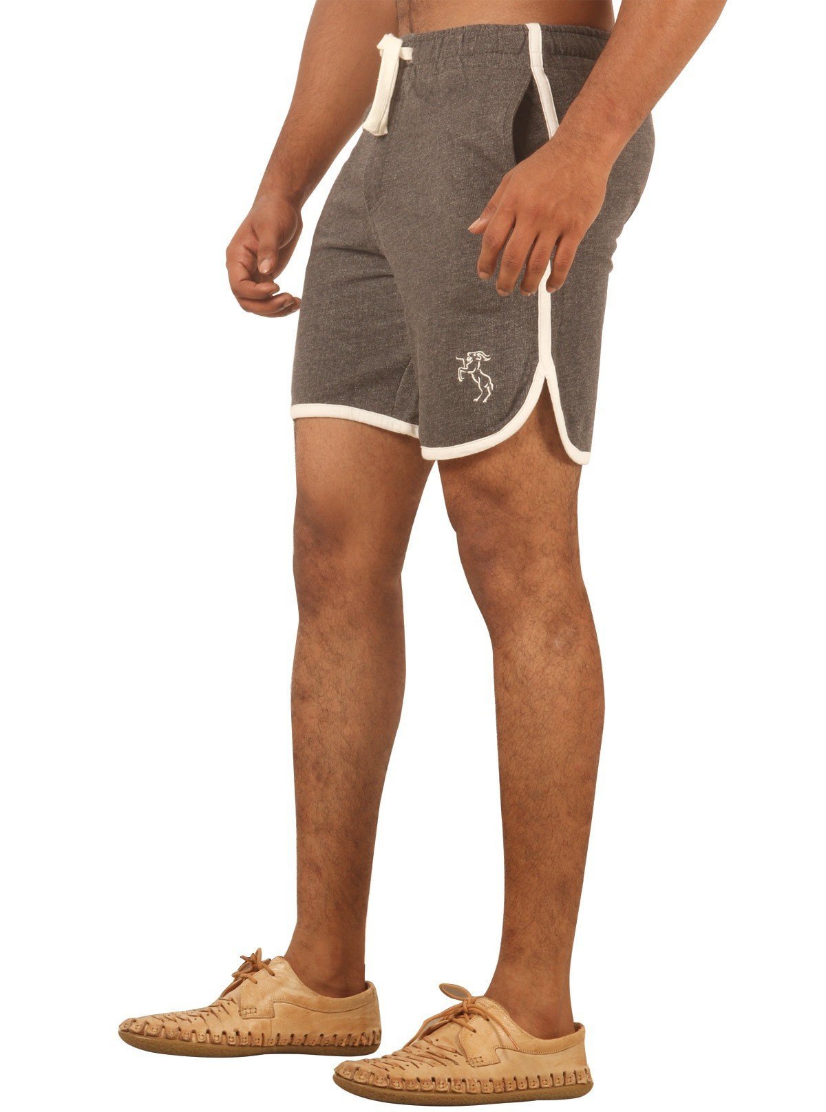 Men’s Charcoal Melange Cotton Fleece Shorts with White Piping – Boer & Fitch - Boer and Fitch
