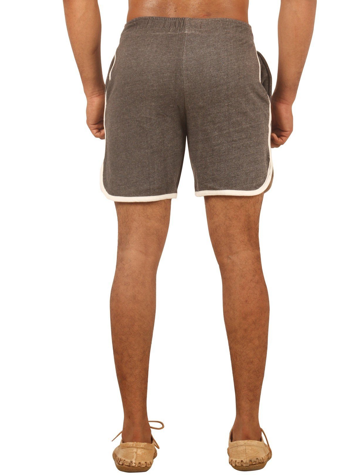 Men’s Charcoal Melange Cotton Fleece Shorts with White Piping – Boer & Fitch - Boer and Fitch