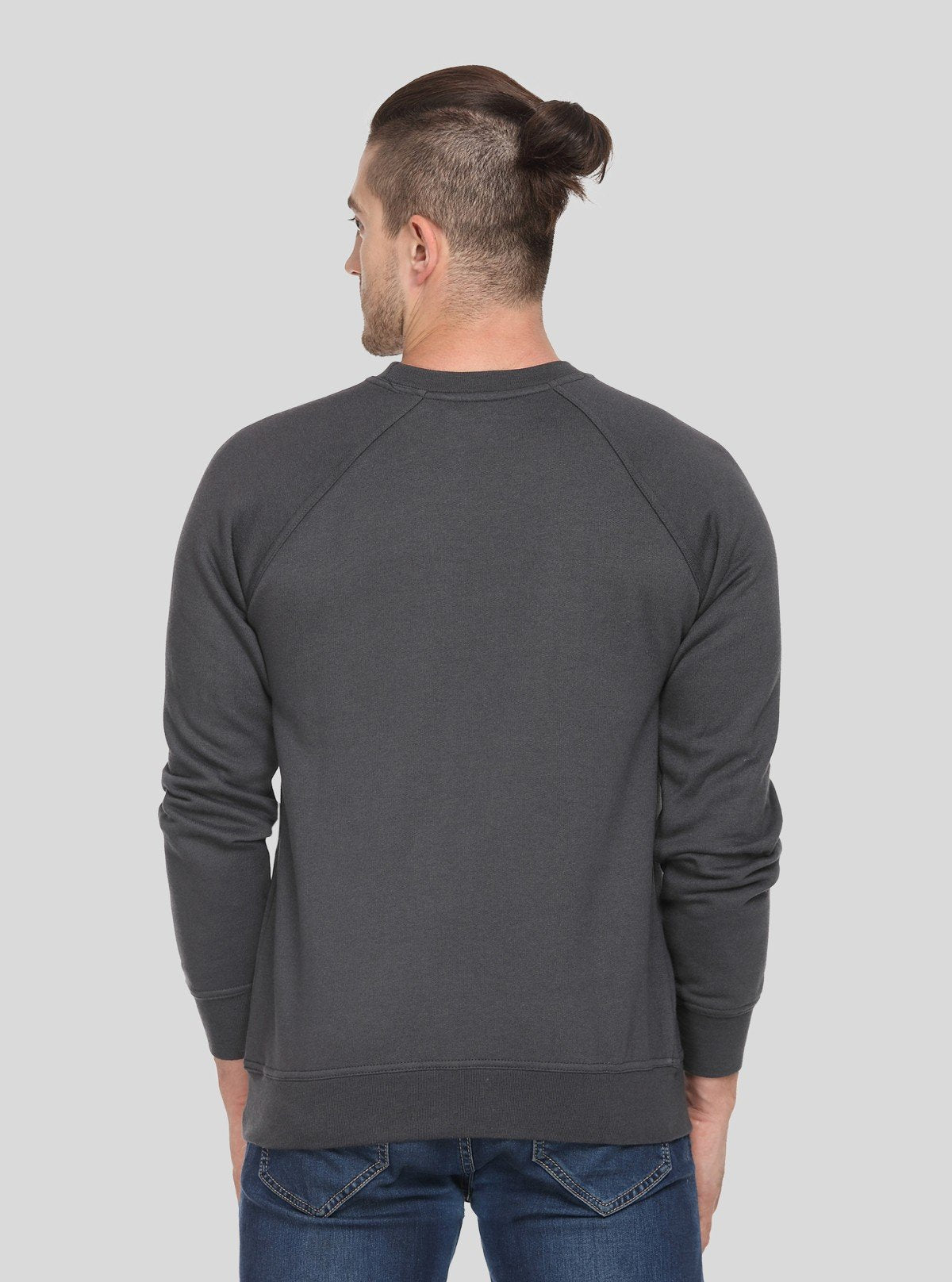 Men’s Charcoal Melange Raglon Fleece Sweatshirt – Sleek Warmth & Fit - Boer and Fitch