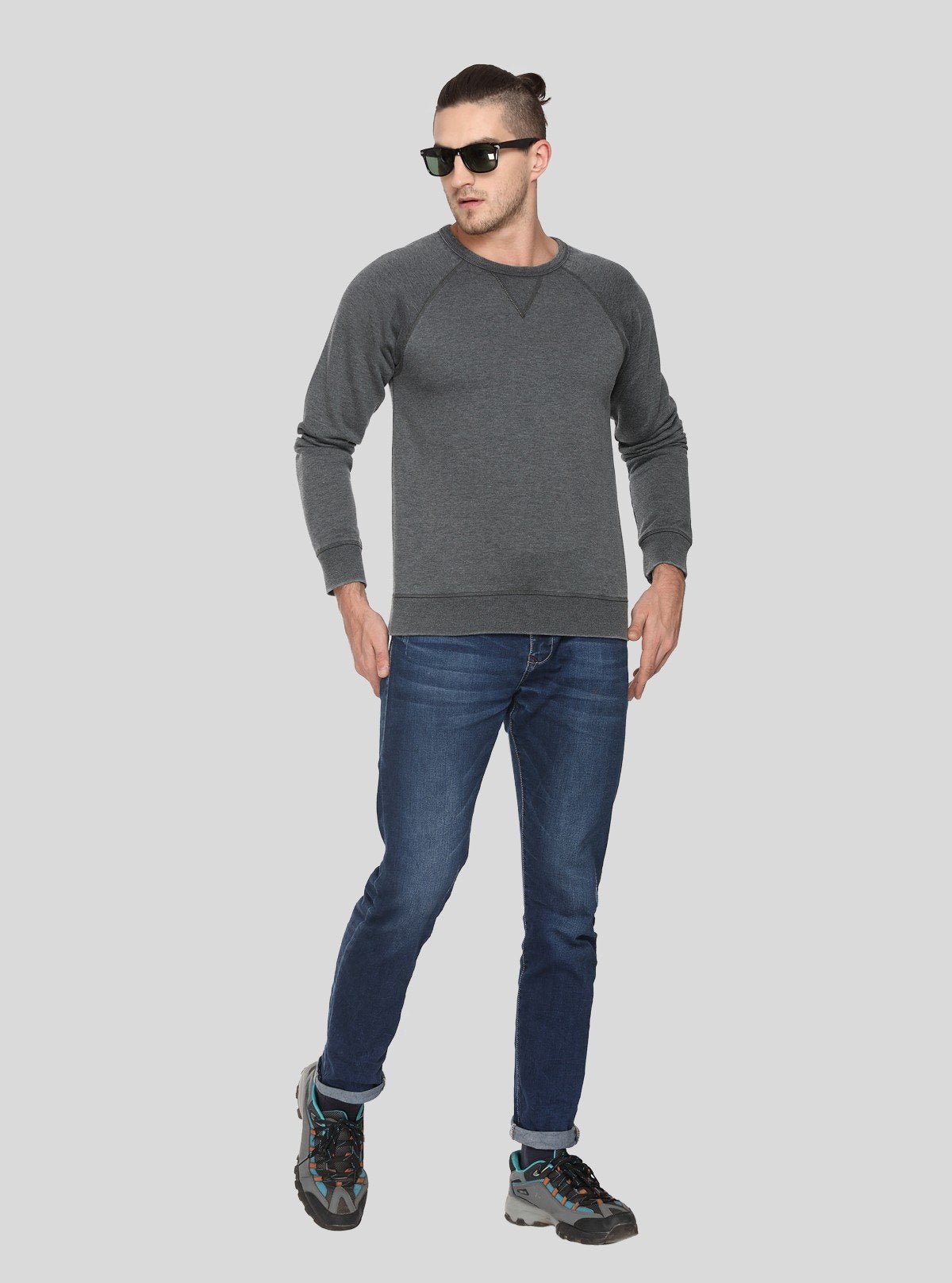Men’s Charcoal V - Cut Fleece Sweatshirt – Sleek, Smart & Comfortable - Boer and Fitch