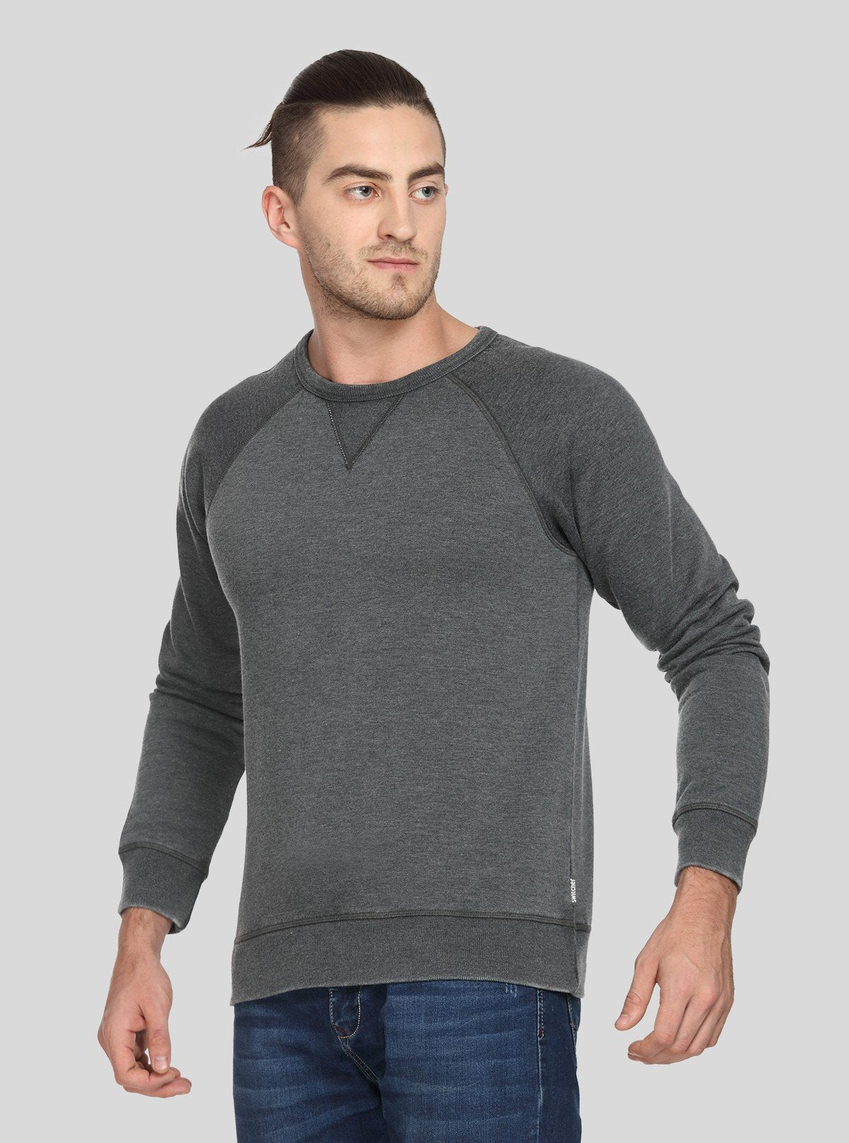 Men’s Charcoal V - Cut Fleece Sweatshirt – Sleek, Smart & Comfortable - Boer and Fitch