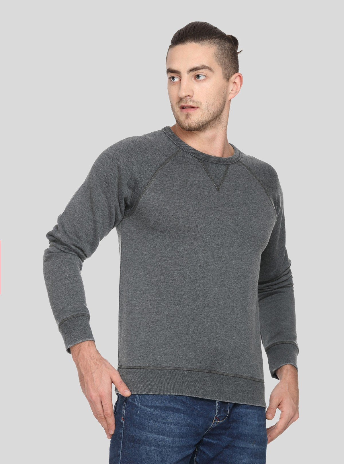 Men’s Charcoal V - Cut Fleece Sweatshirt – Sleek, Smart & Comfortable - Boer and Fitch