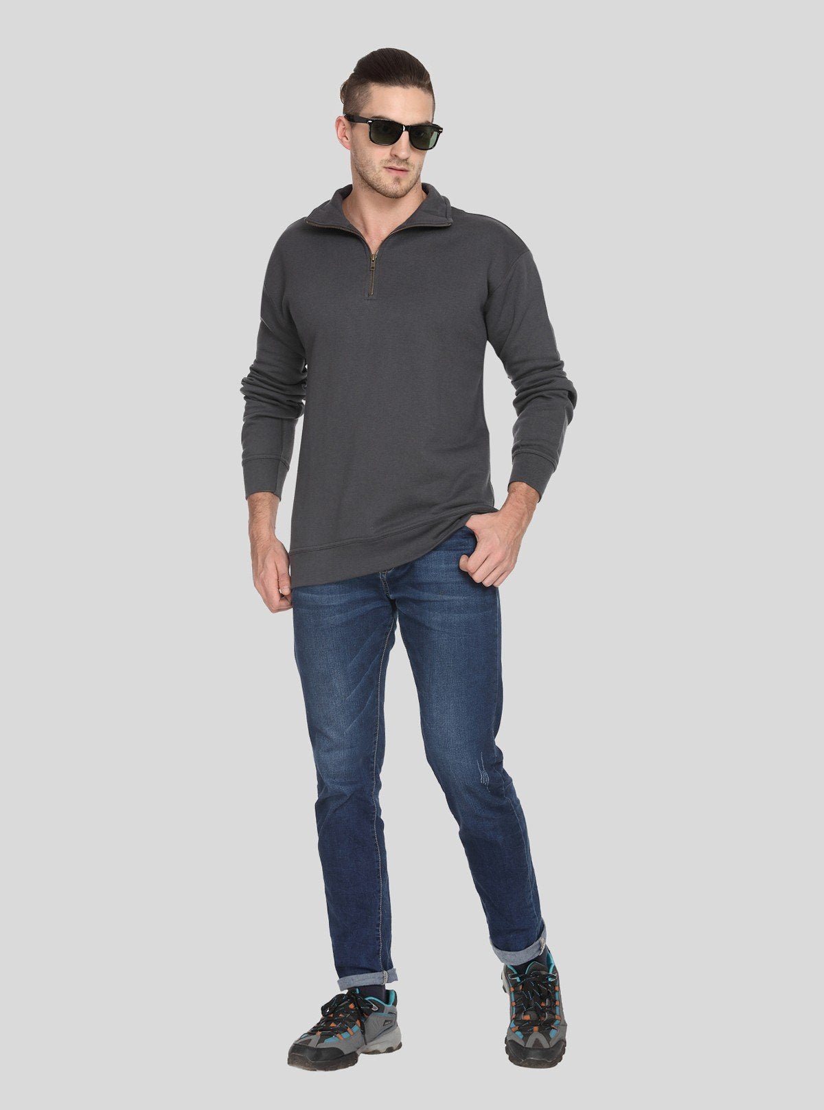 Men’s Charcoal Zipper Collar Cardigan – Smart, Sleek & Season - Ready - Boer and Fitch