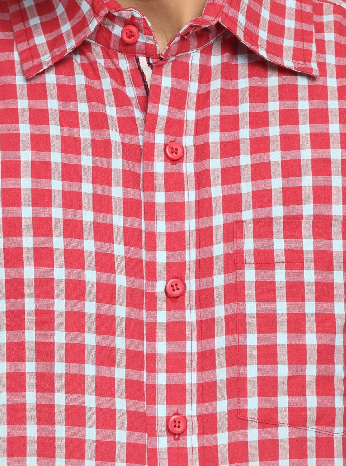 Men's Cherry Red Checked Half Sleeve Shirt – Bold Checks, Everyday Comfort - Boer and Fitch
