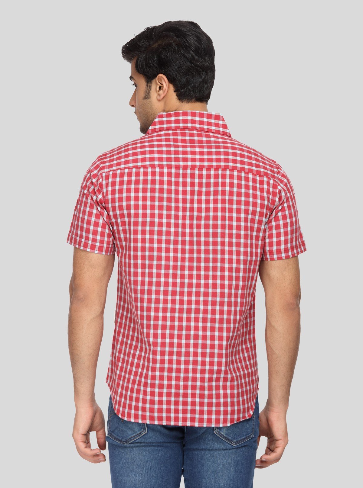 Men's Cherry Red Checked Half Sleeve Shirt – Bold Checks, Everyday Comfort - Boer and Fitch