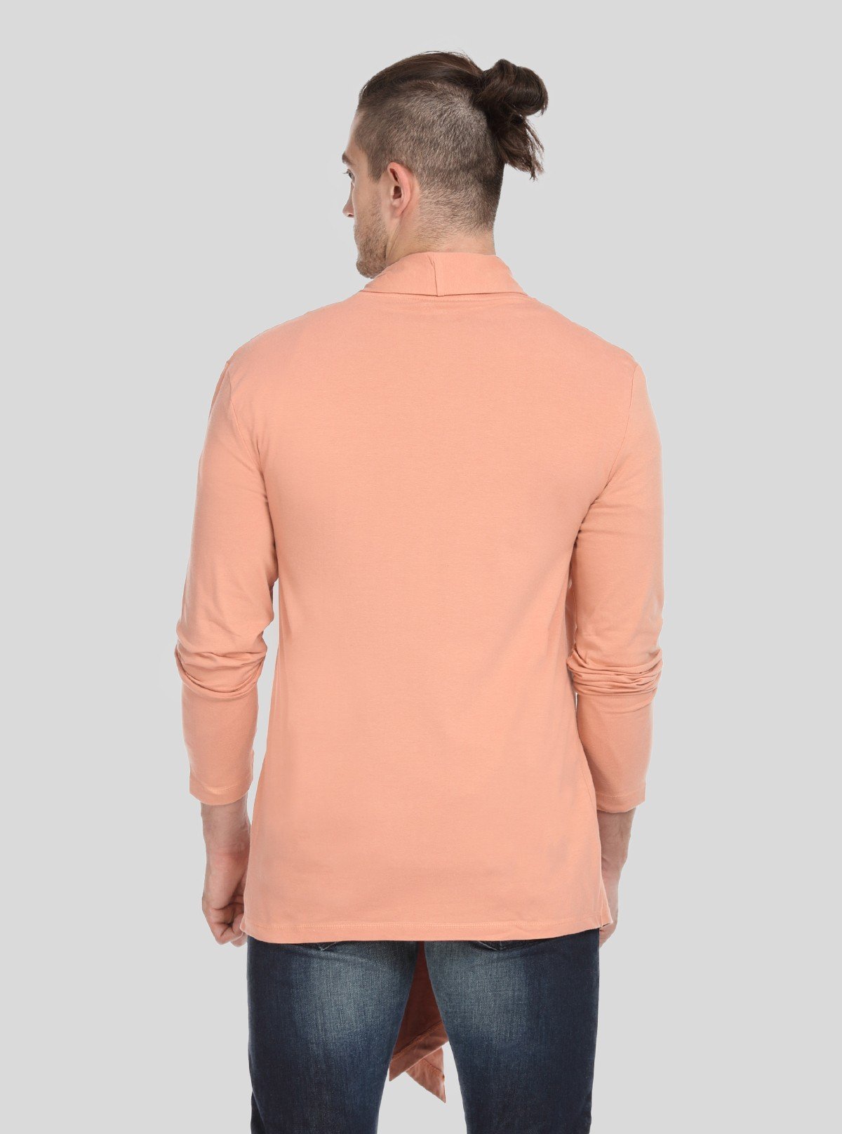Men’s Classic Peach Long Line Cardigan – Modern Drape with Timeless Appeal - Boer and Fitch