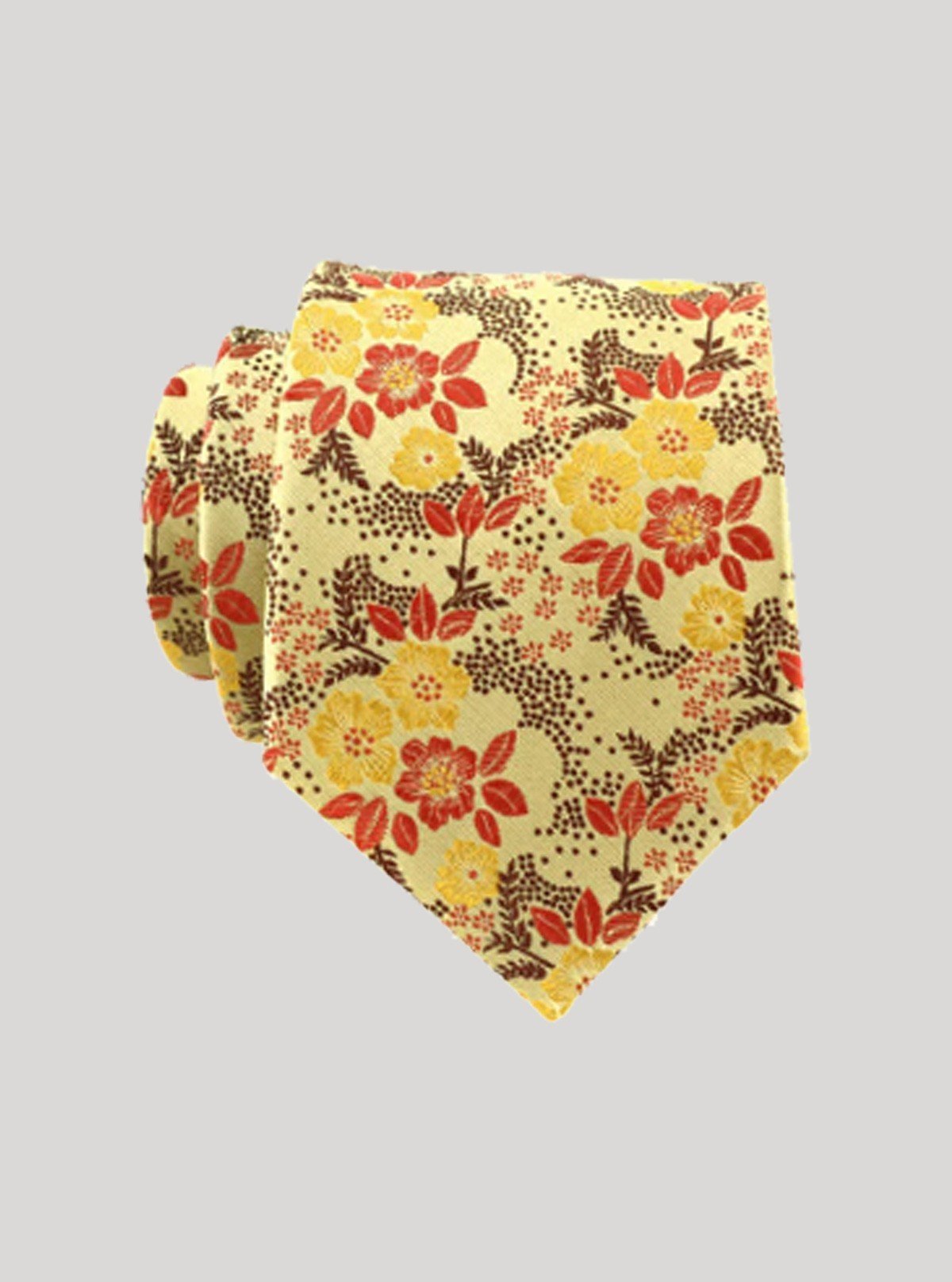 Men’s Classic Yellow Floral Tie – Elegant Printed Neckwear by Boer & Fitch - Boer and Fitch