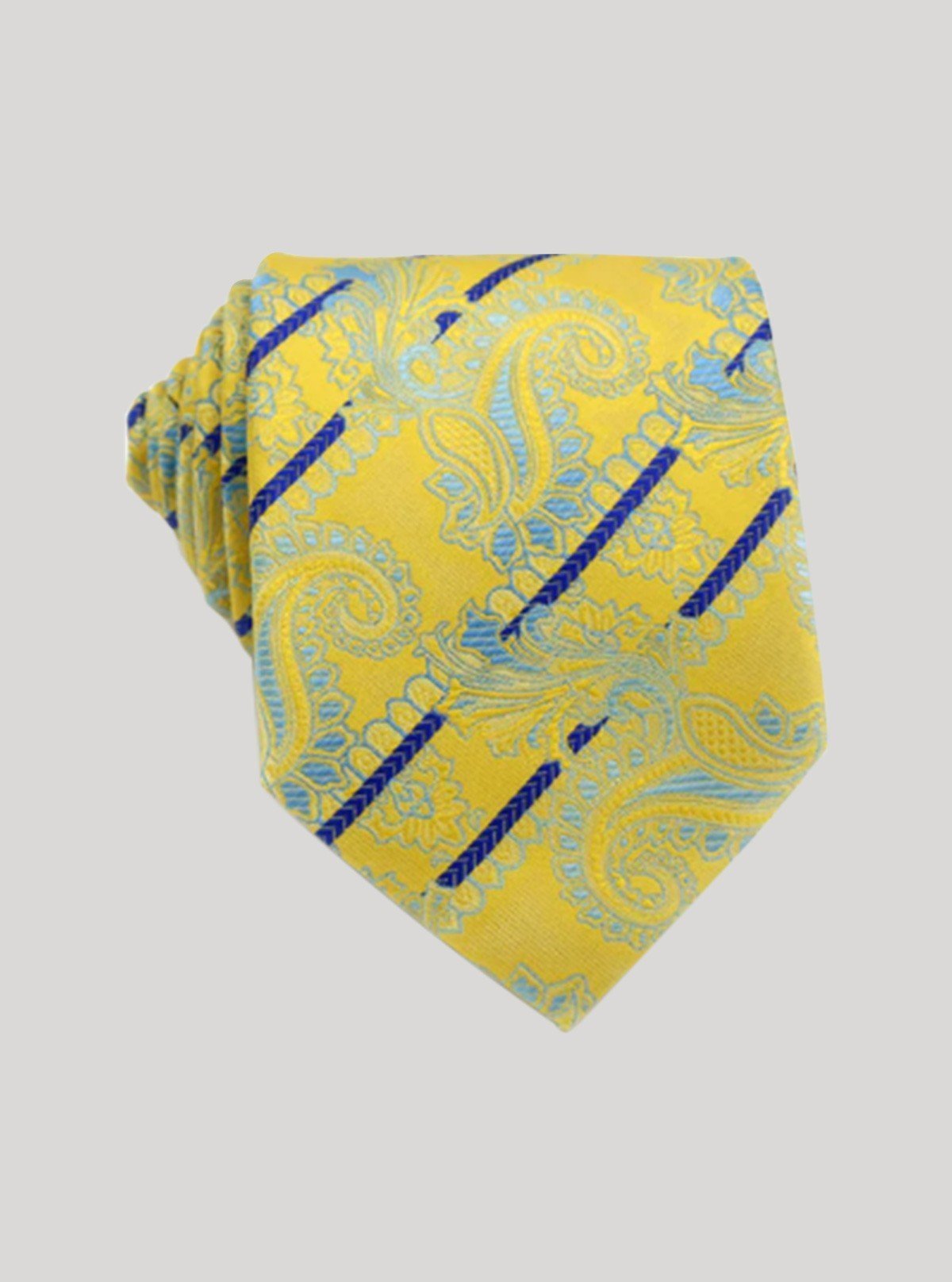 Men’s Classic Yellow Paisley Tie – Elegant Patterned Neckwear - Boer and Fitch