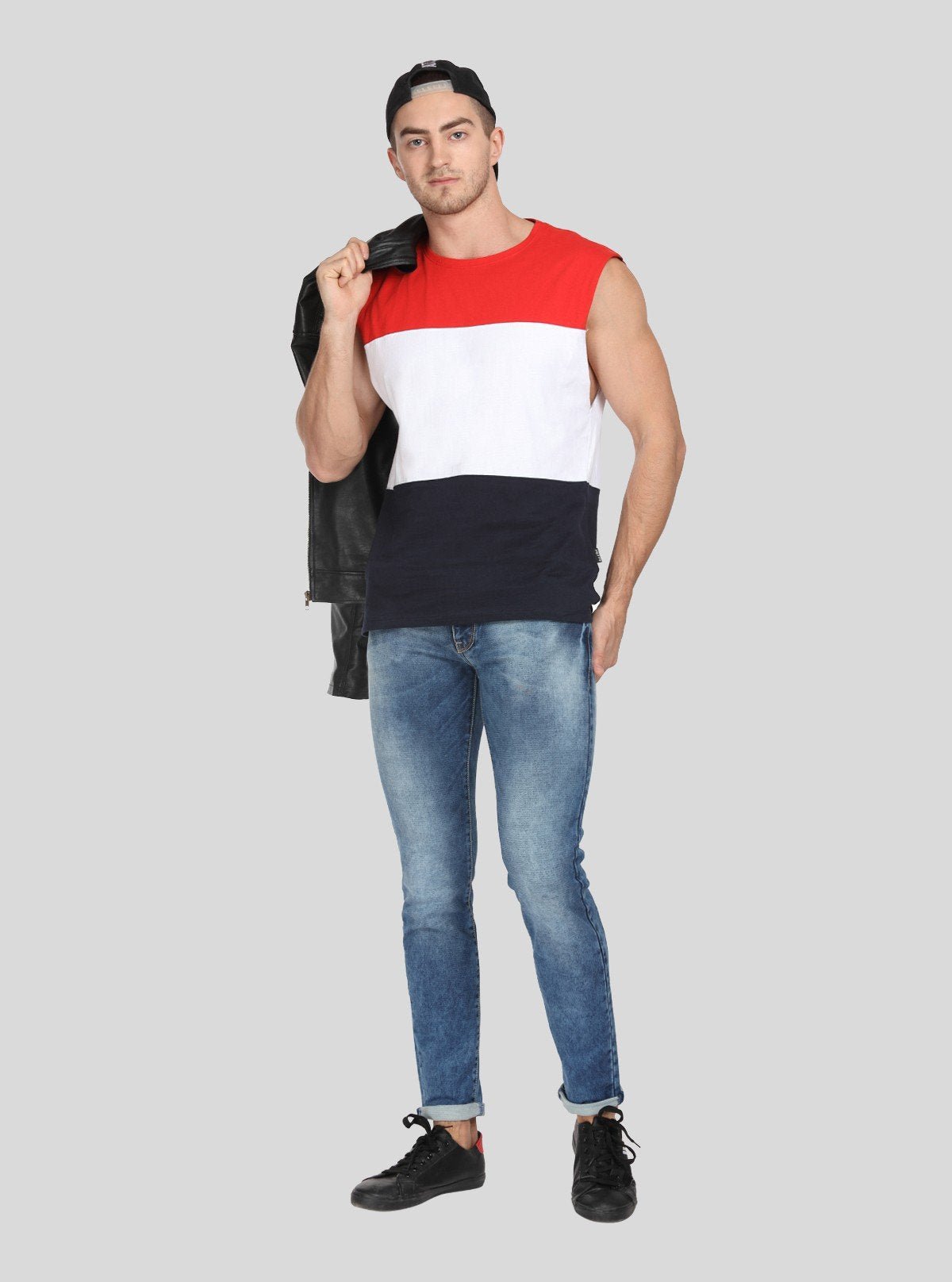 Men's Colourblock Round Neck Vest – Bold, Sporty & Breathable Activewear - Boer and Fitch