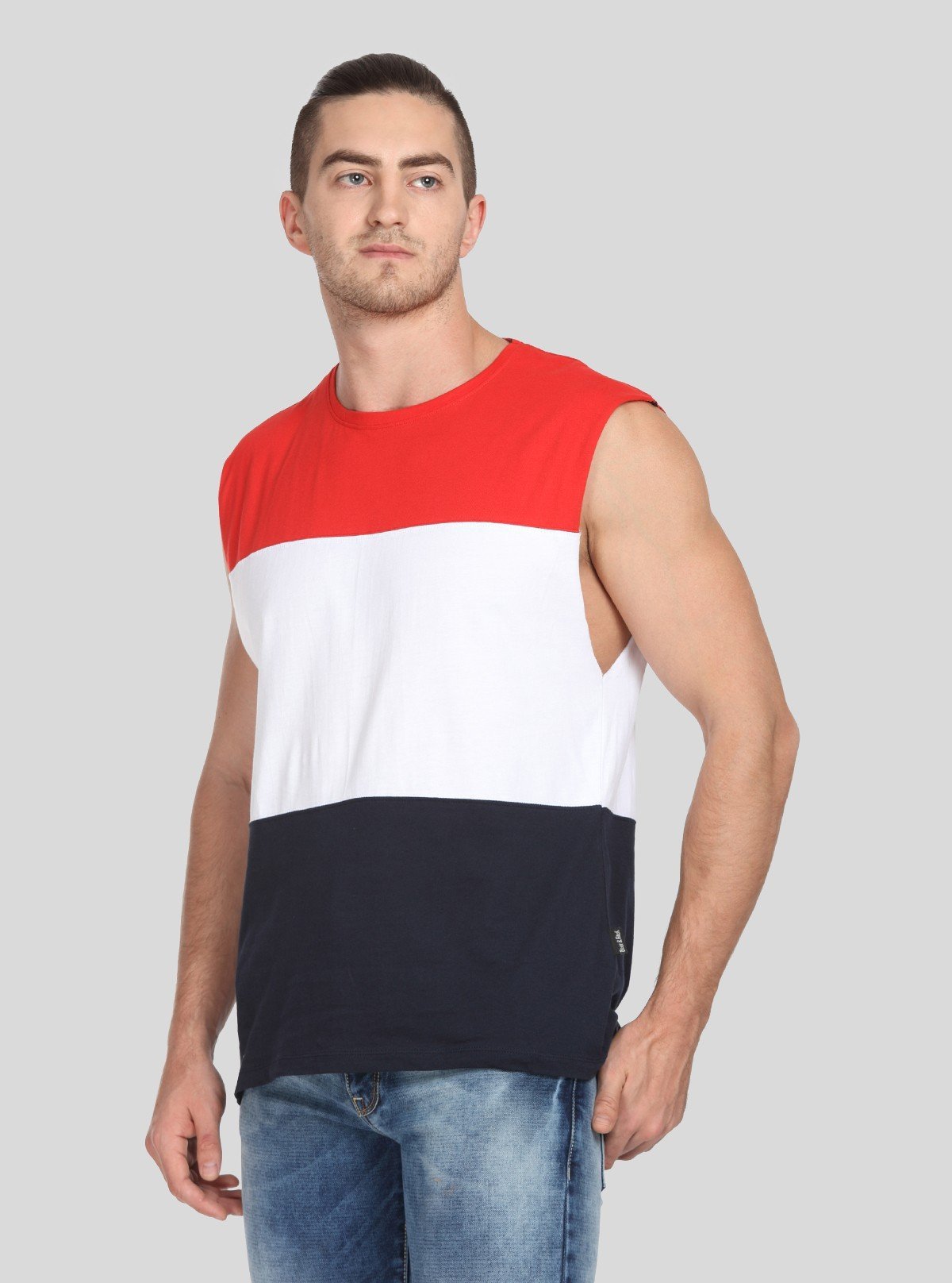 Men's Colourblock Round Neck Vest – Bold, Sporty & Breathable Activewear - Boer and Fitch