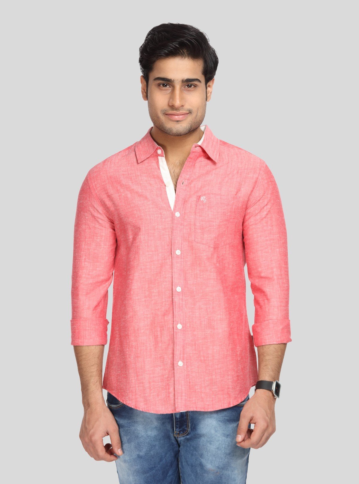 Men’s Coral Pink Solid Full Sleeve Shirt – Smart Casual Style by Boer & Fitch - Boer and Fitch