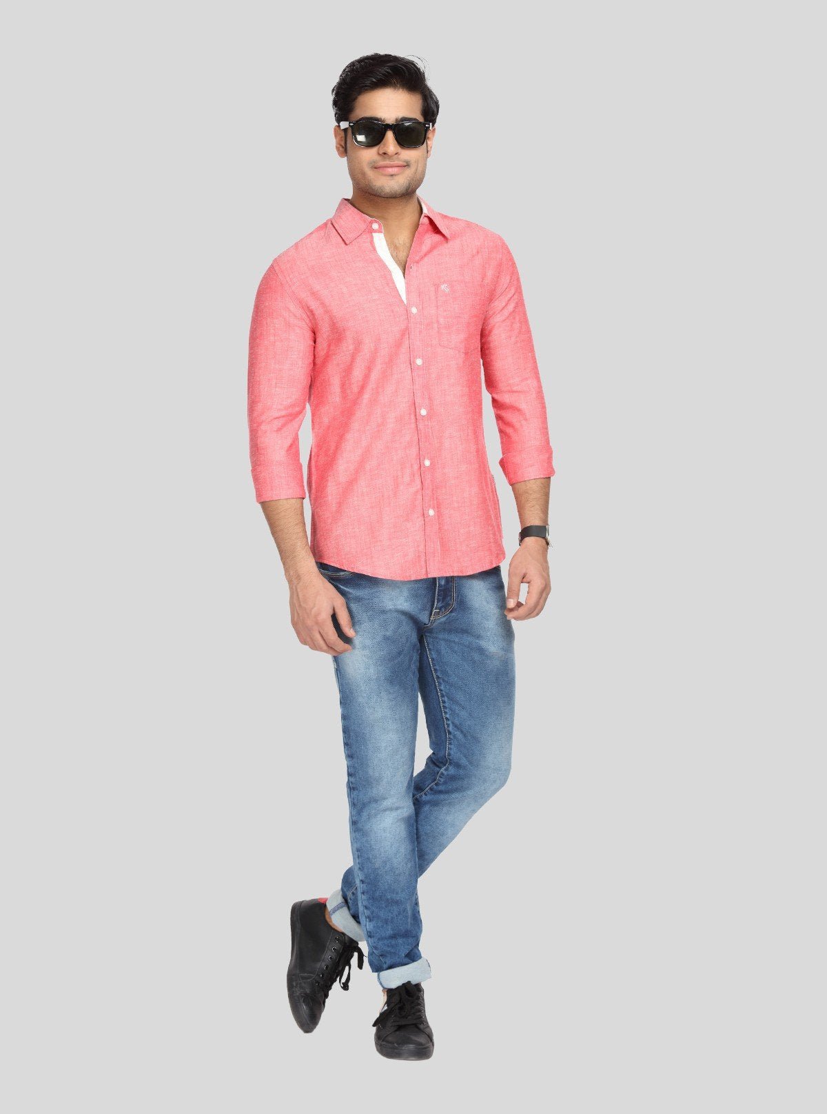 Men’s Coral Pink Solid Full Sleeve Shirt – Smart Casual Style by Boer & Fitch - Boer and Fitch