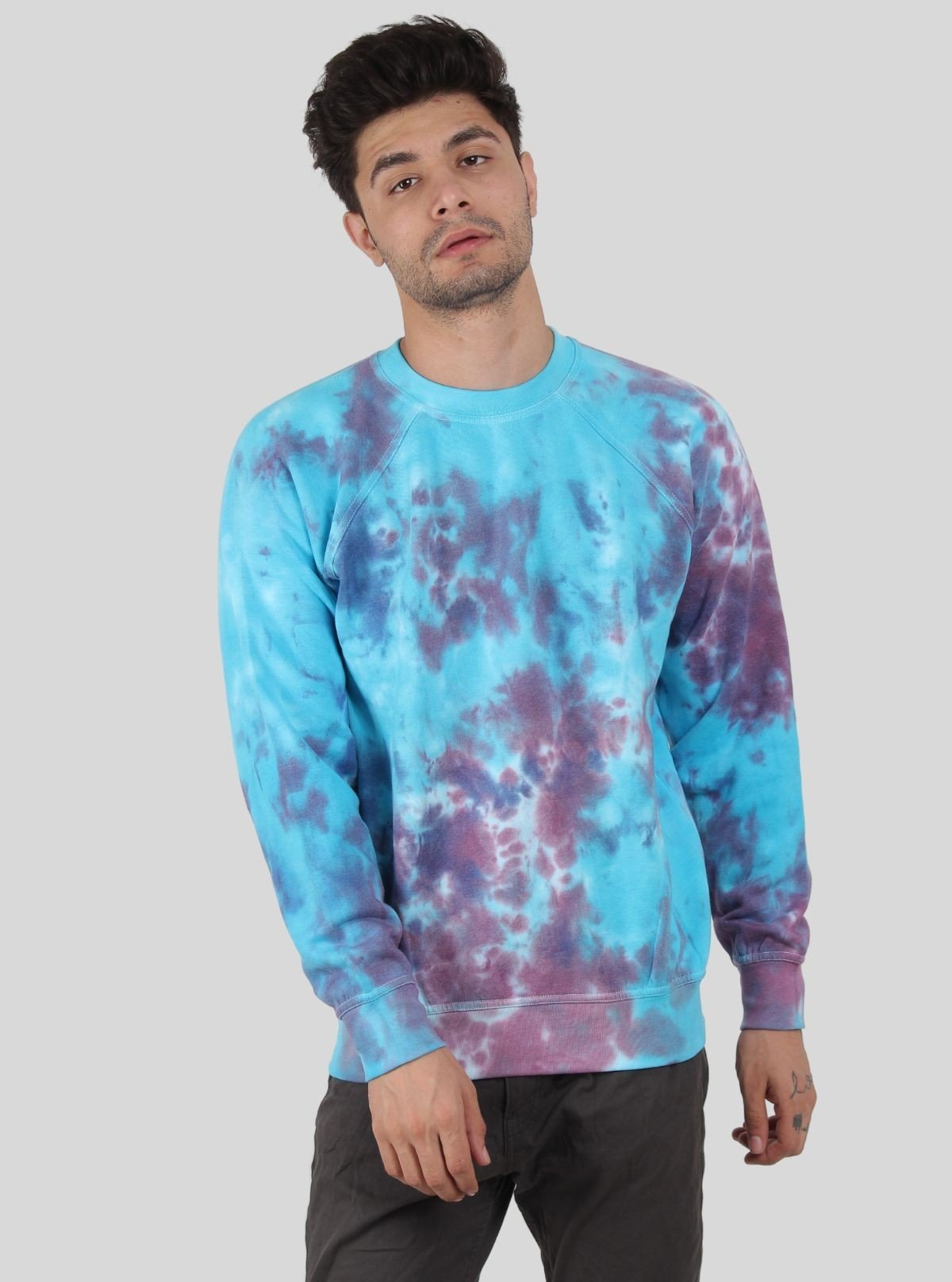 Men’s Cosmic Swirl Tie - Dye Sweatshirt – Bold Color & Stellar Comfort - Boer and Fitch