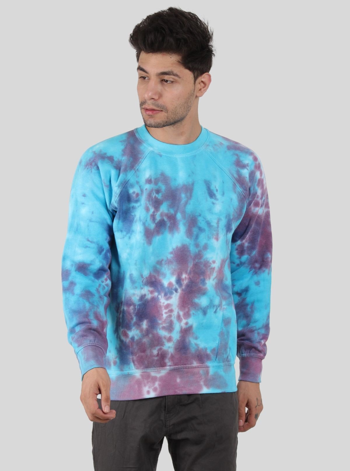 Men’s Cosmic Swirl Tie - Dye Sweatshirt – Bold Color & Stellar Comfort - Boer and Fitch