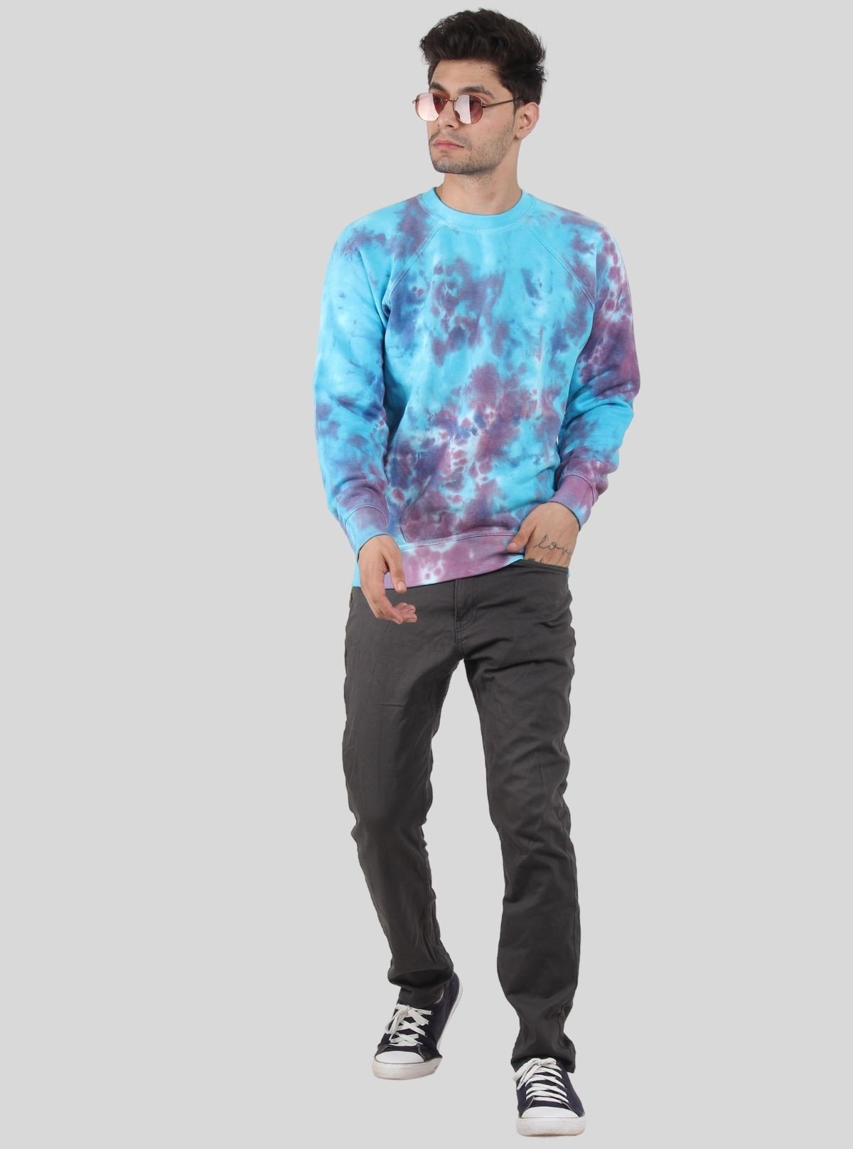 Men’s Cosmic Swirl Tie - Dye Sweatshirt – Bold Color & Stellar Comfort - Boer and Fitch