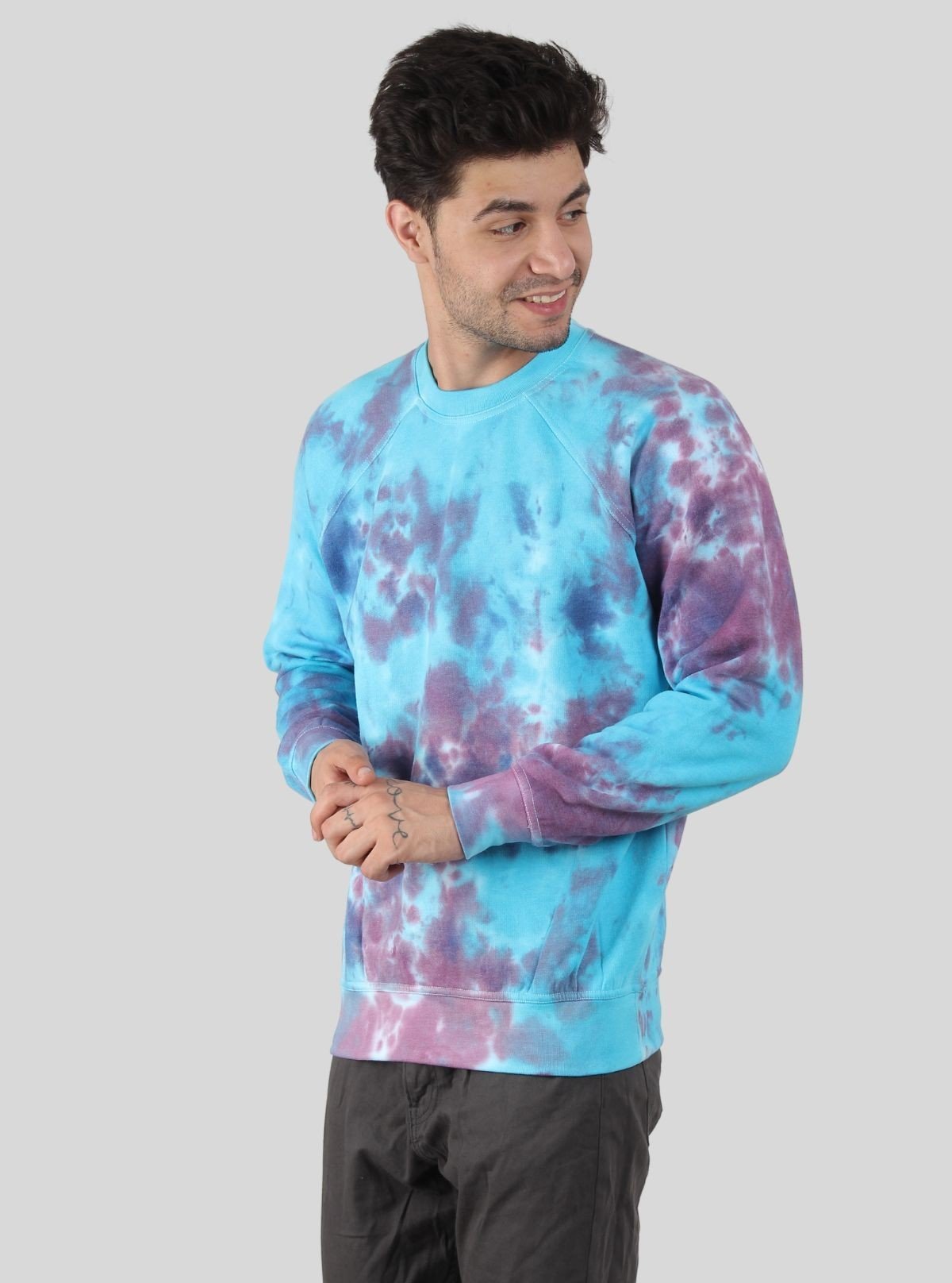 Men’s Cosmic Swirl Tie - Dye Sweatshirt – Bold Color & Stellar Comfort - Boer and Fitch