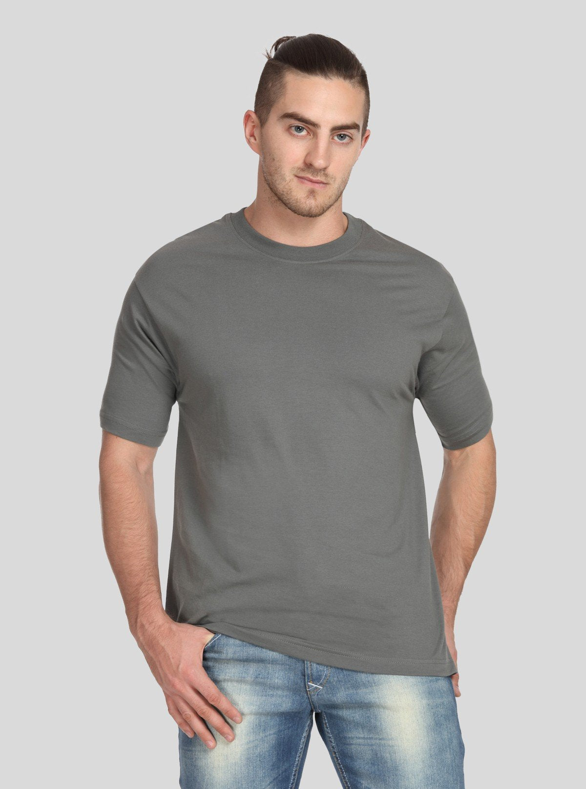 Men's Dark Grey Basic Crew Neck T-Shirt – Timeless Neutral, Everyday Fit - Boer and Fitch