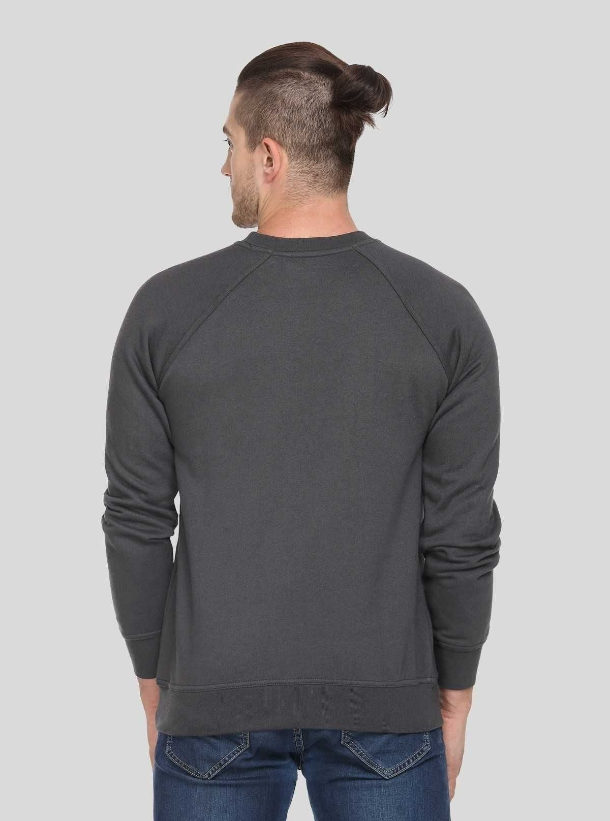 Men’s Dark Melange Printed Sweatshirt – Bold Print, Everyday Comfort - Boer and Fitch