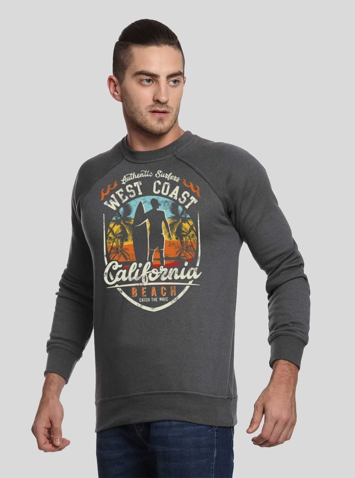 Men’s Dark Melange Printed Sweatshirt – Bold Print, Everyday Comfort - Boer and Fitch