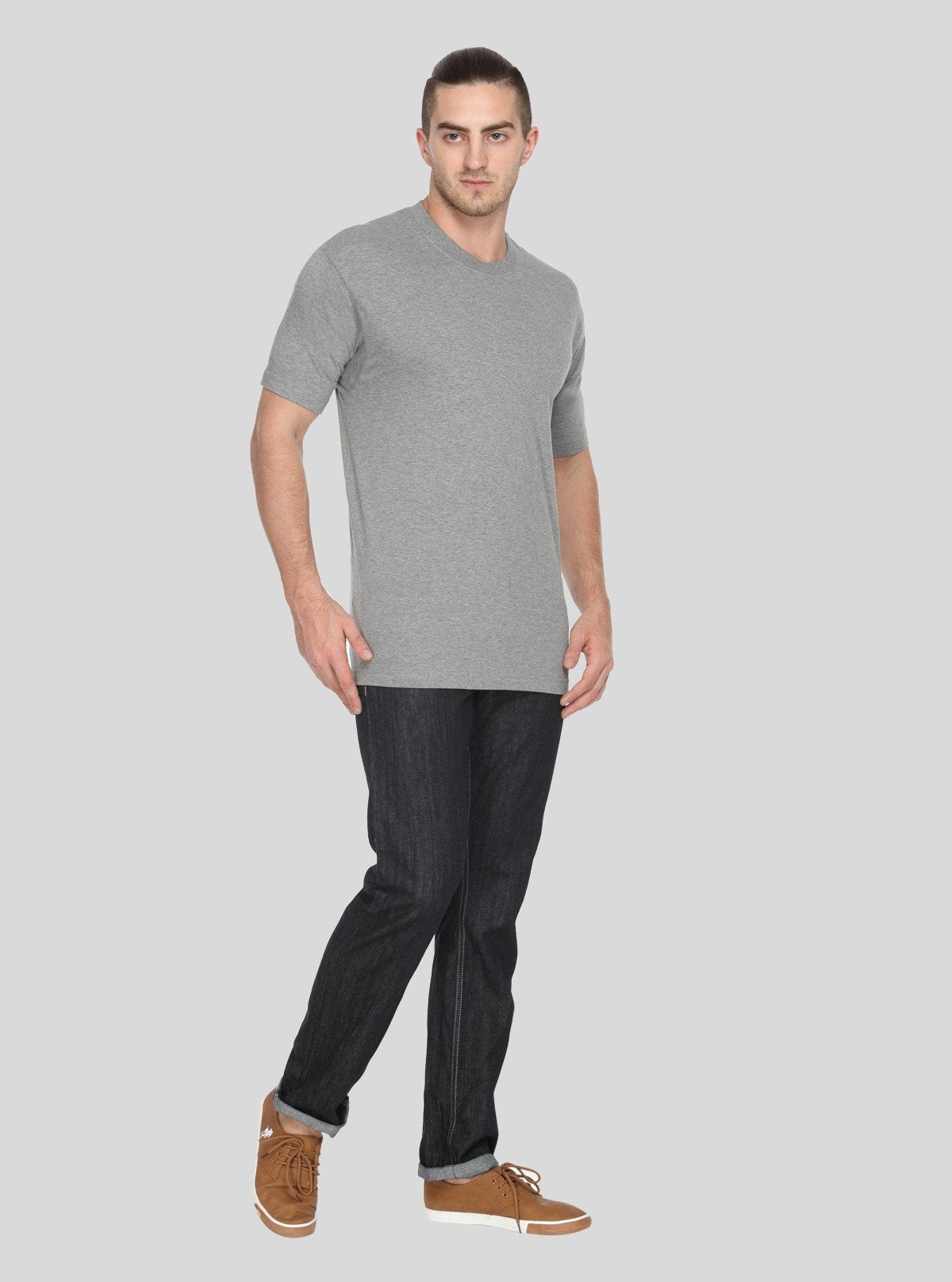 Men’s Dark Melange Printed T-Shirt – Modern Comfort & Graphic Style - Boer and Fitch