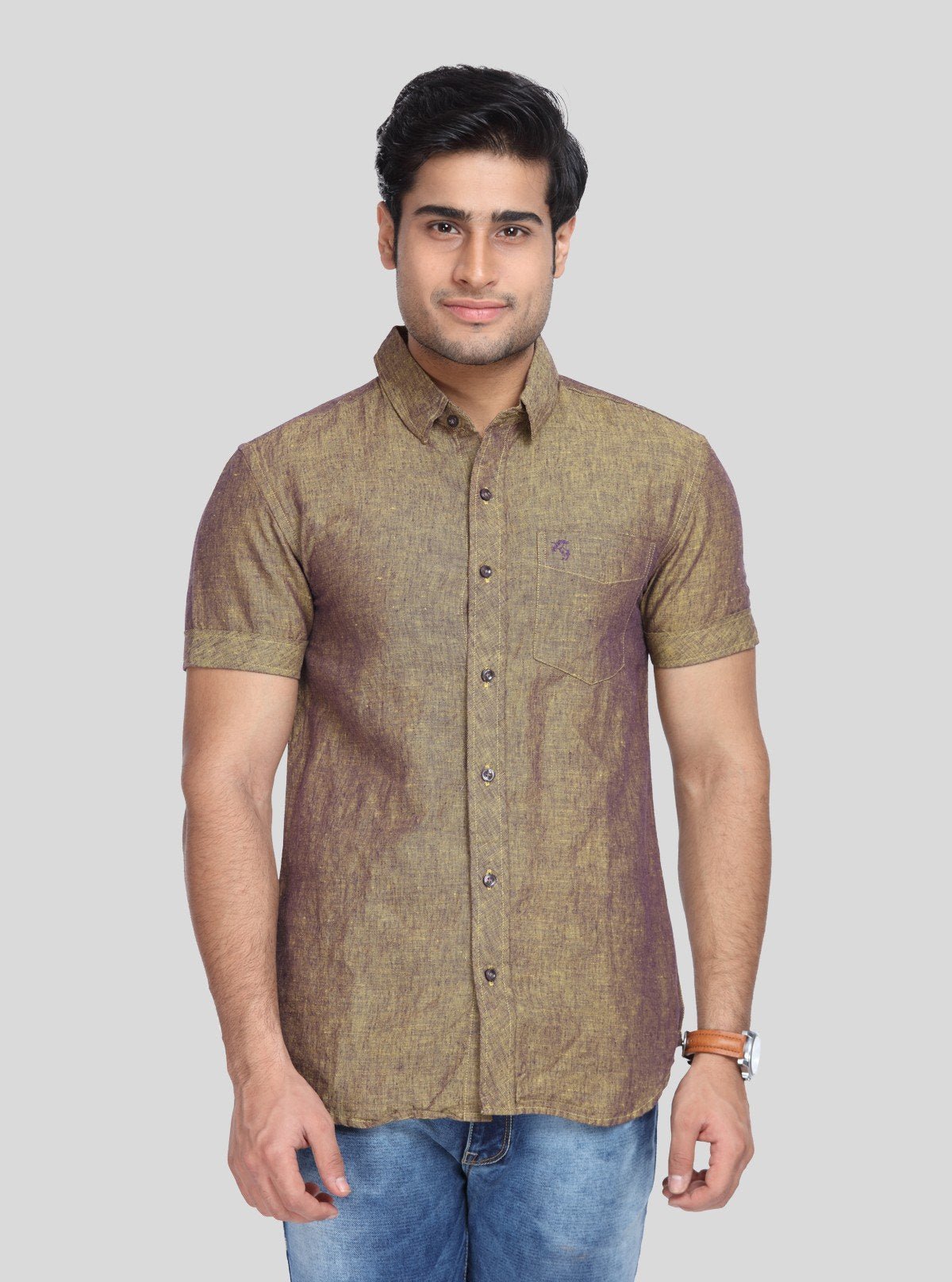 Men's Dusted Brown Linen Blended Shirt – Earthy, Elegant & All - Season Style - Boer and Fitch