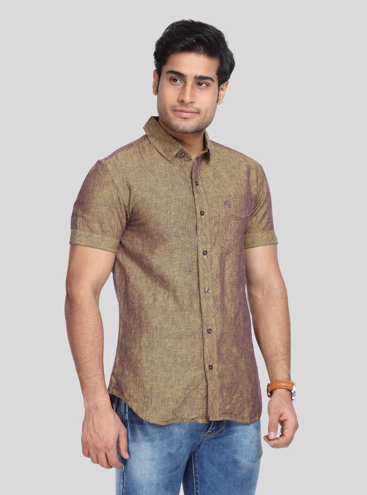 Men's Dusted Brown Linen Blended Shirt – Earthy, Elegant & All - Season Style - Boer and Fitch