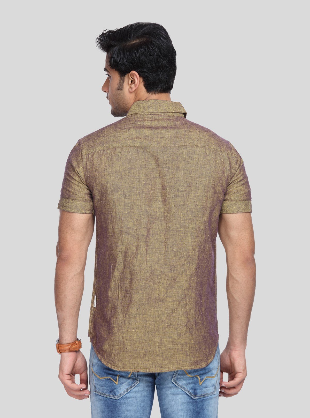 Men's Dusted Brown Linen Blended Shirt – Earthy, Elegant & All - Season Style - Boer and Fitch