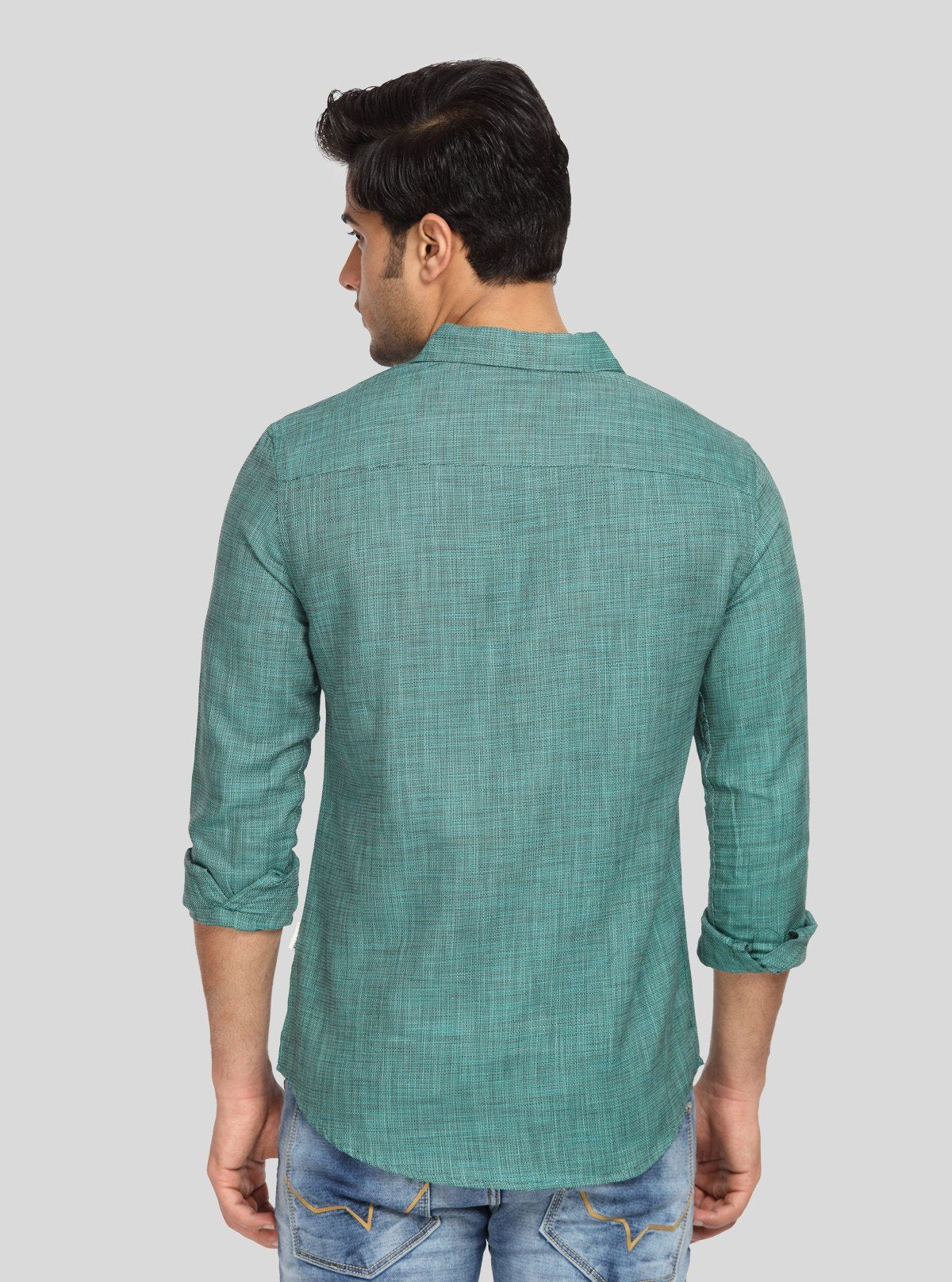 Men’s Dusted Green Solid Full Sleeve Shirt – Smart Casual Wear by Boer & Fitch - Boer and Fitch