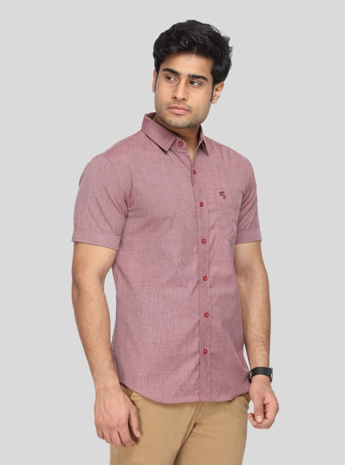 Men's Dusted Red Half Sleeve Shirt – Cool, Casual & Summer - Ready Style - Boer and Fitch