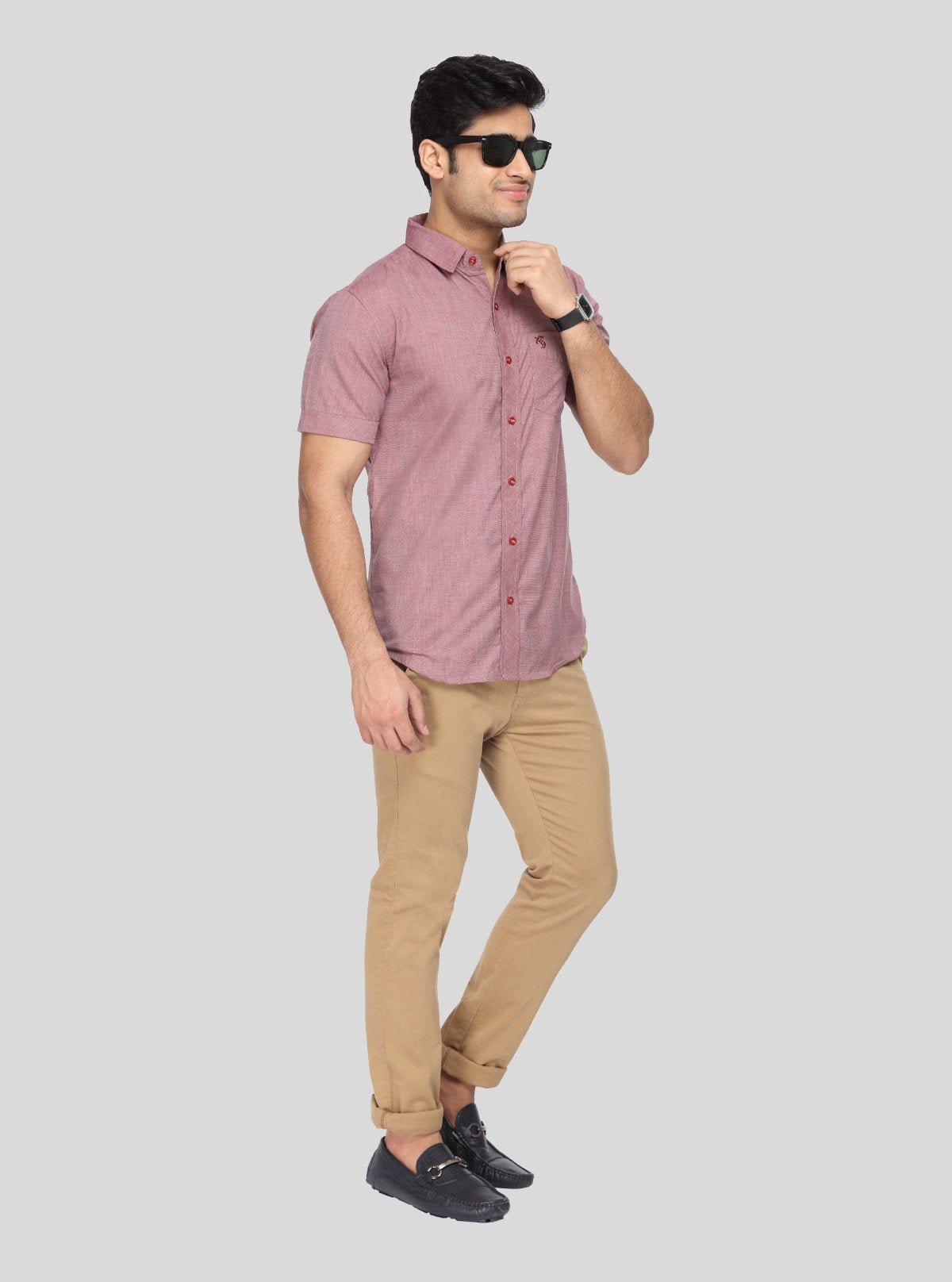 Men's Dusted Red Half Sleeve Shirt – Cool, Casual & Summer - Ready Style - Boer and Fitch